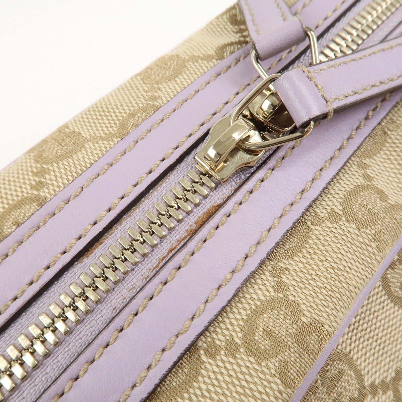 GUCCI Princy GG Canvas Leather Boston Bag Hand Bag Beige 161720