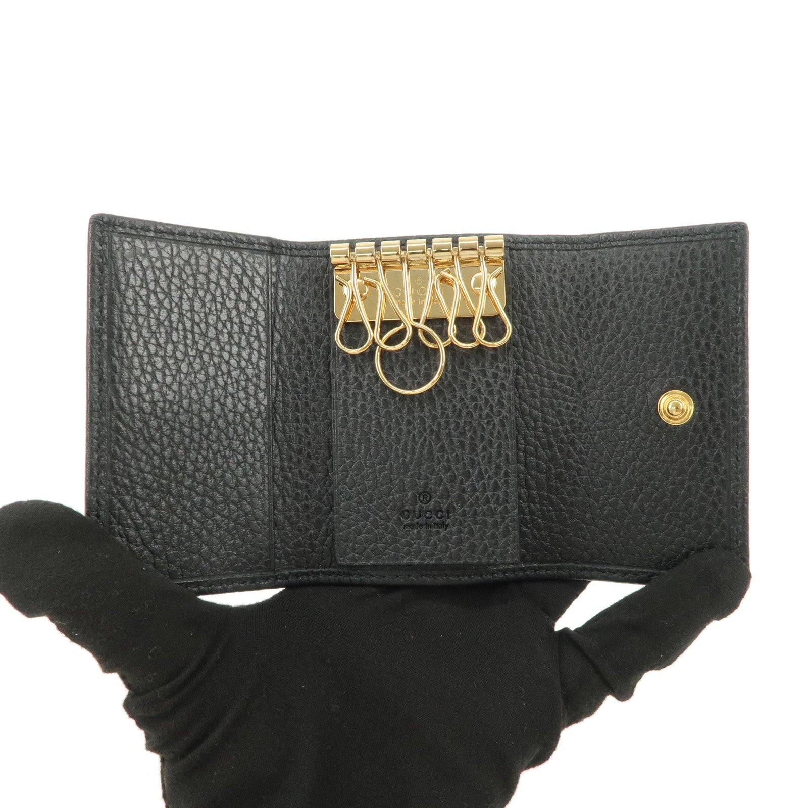 GUCCI GG Marmont Leather Key Case Key Holder Black 456118