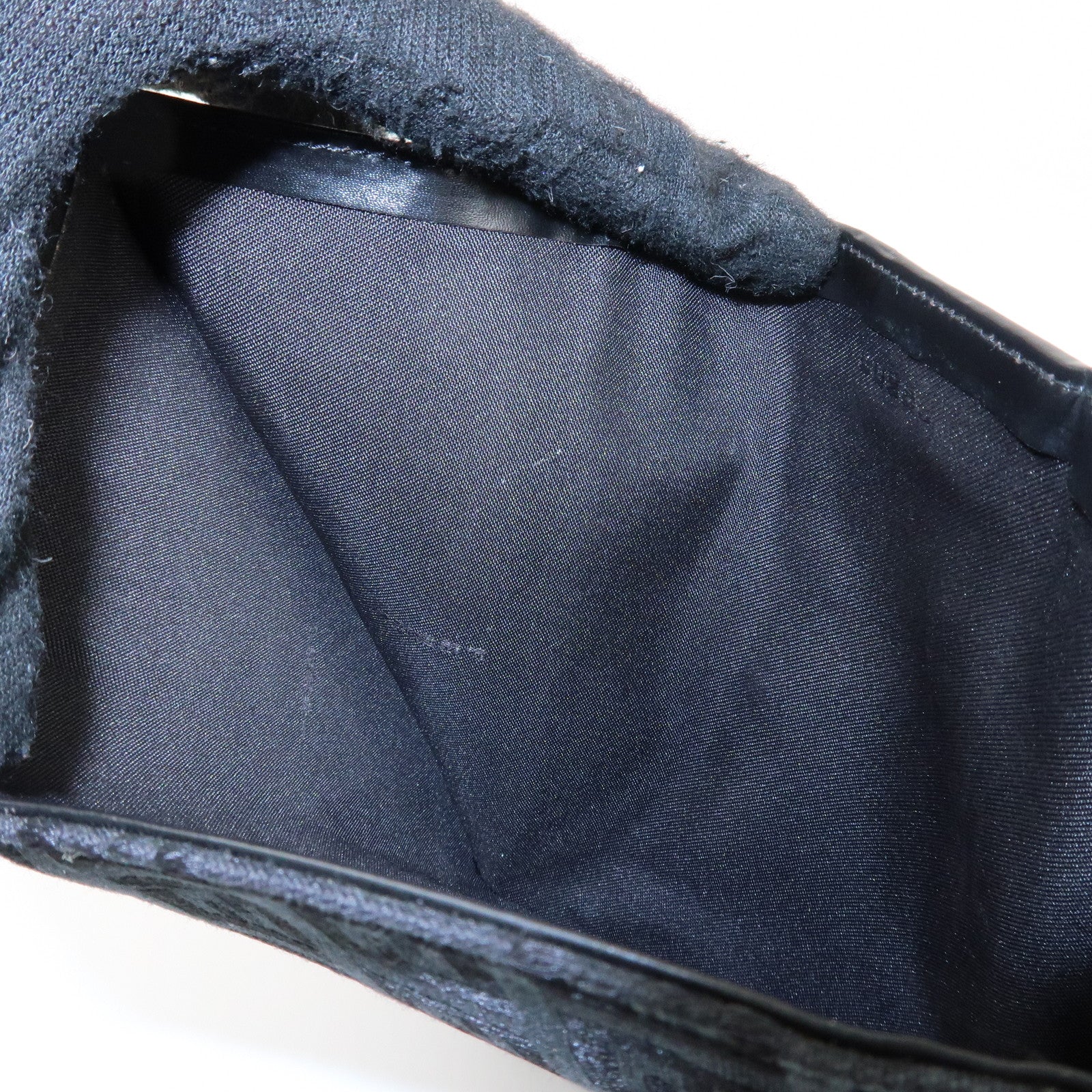 FENDI Zucchino Canvas Leather Tri-fold Wallet Black 8M0011 Used