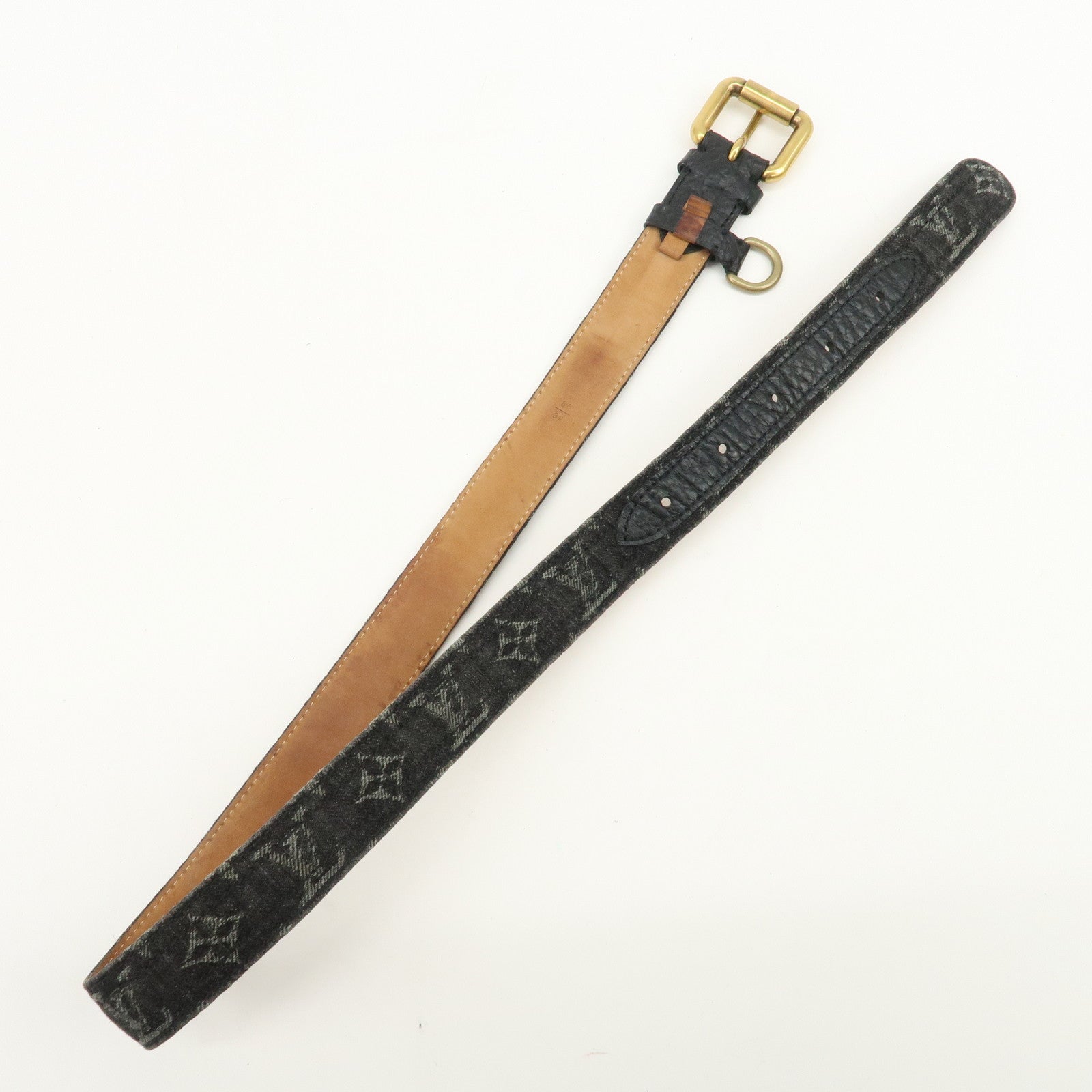 Louis Vuitton Monogram Denim Ceinture Belt 80/32 Noir Black M6972