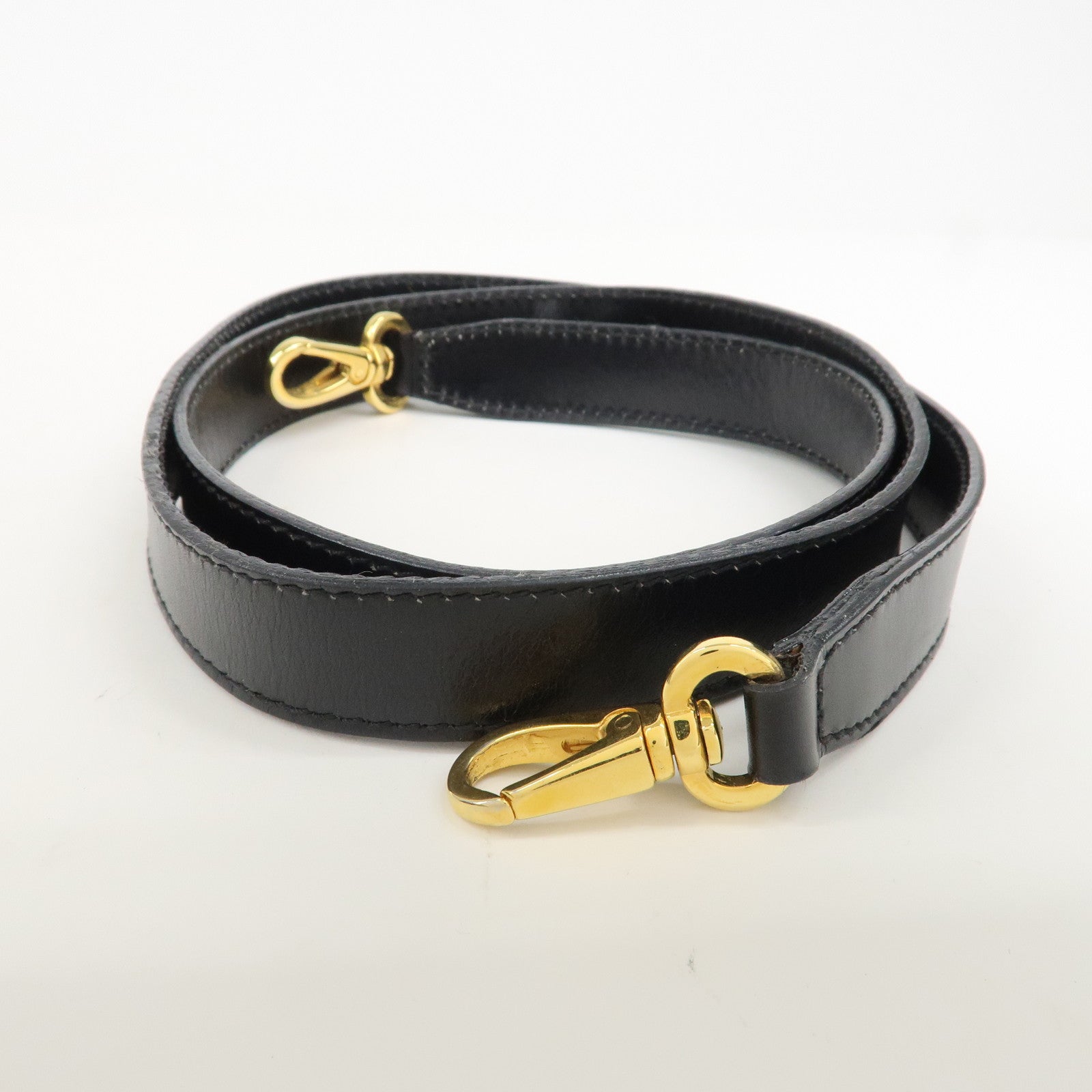 Ferragamo Leather 2Way Hand Shoulder Bag Black Gold HDW AK5644 Used