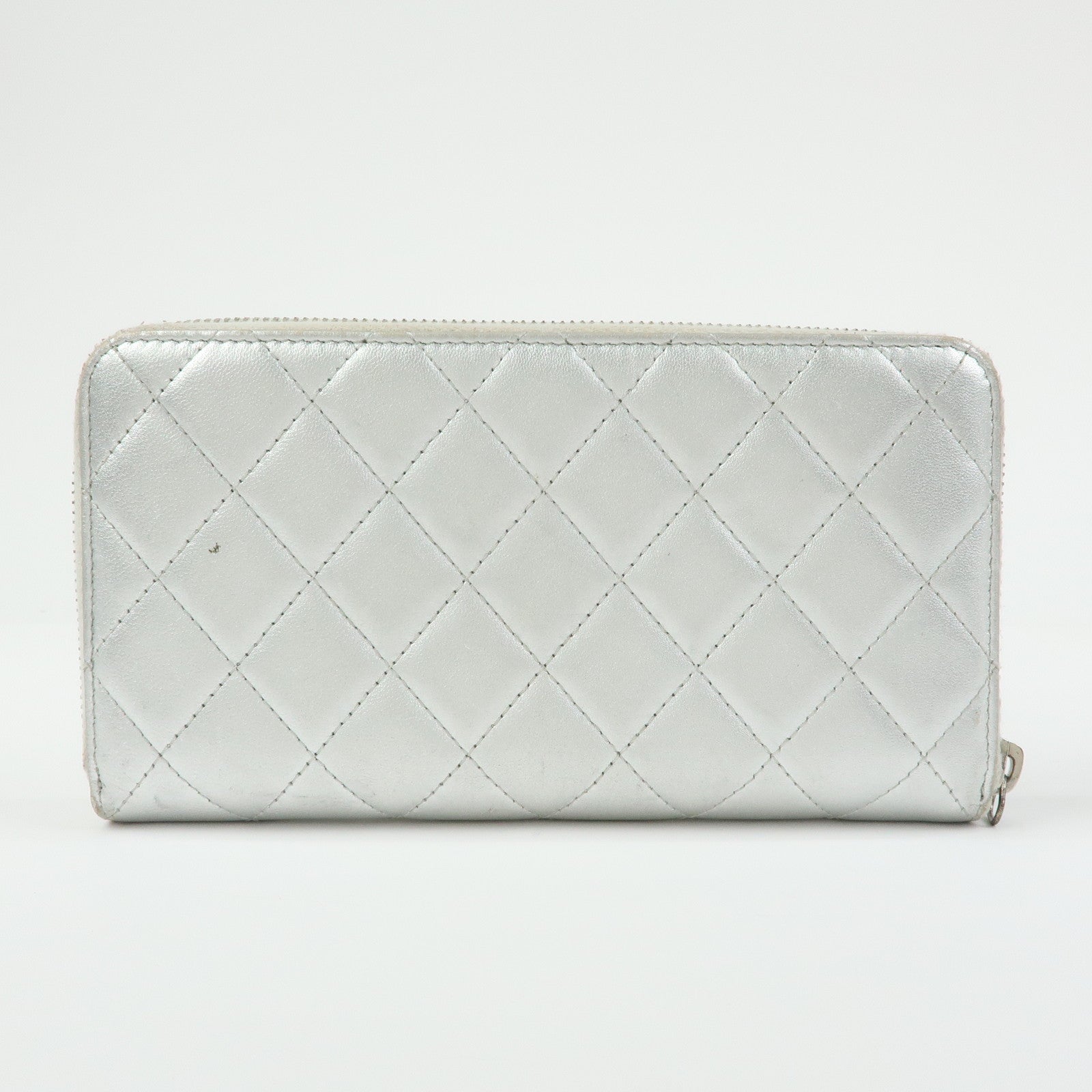 CHANEL Matelasse COCO Mark Lamb Skin Zippy Long Wallet A50097