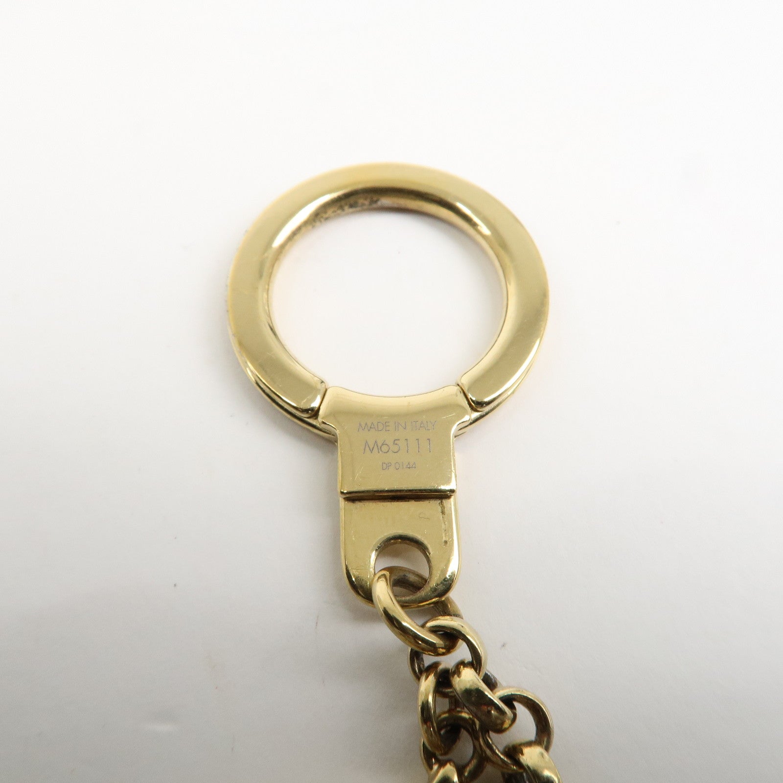 Louis Vuitton Fleur de Monogram Bag Charm Key Chain Gold M65111 Used