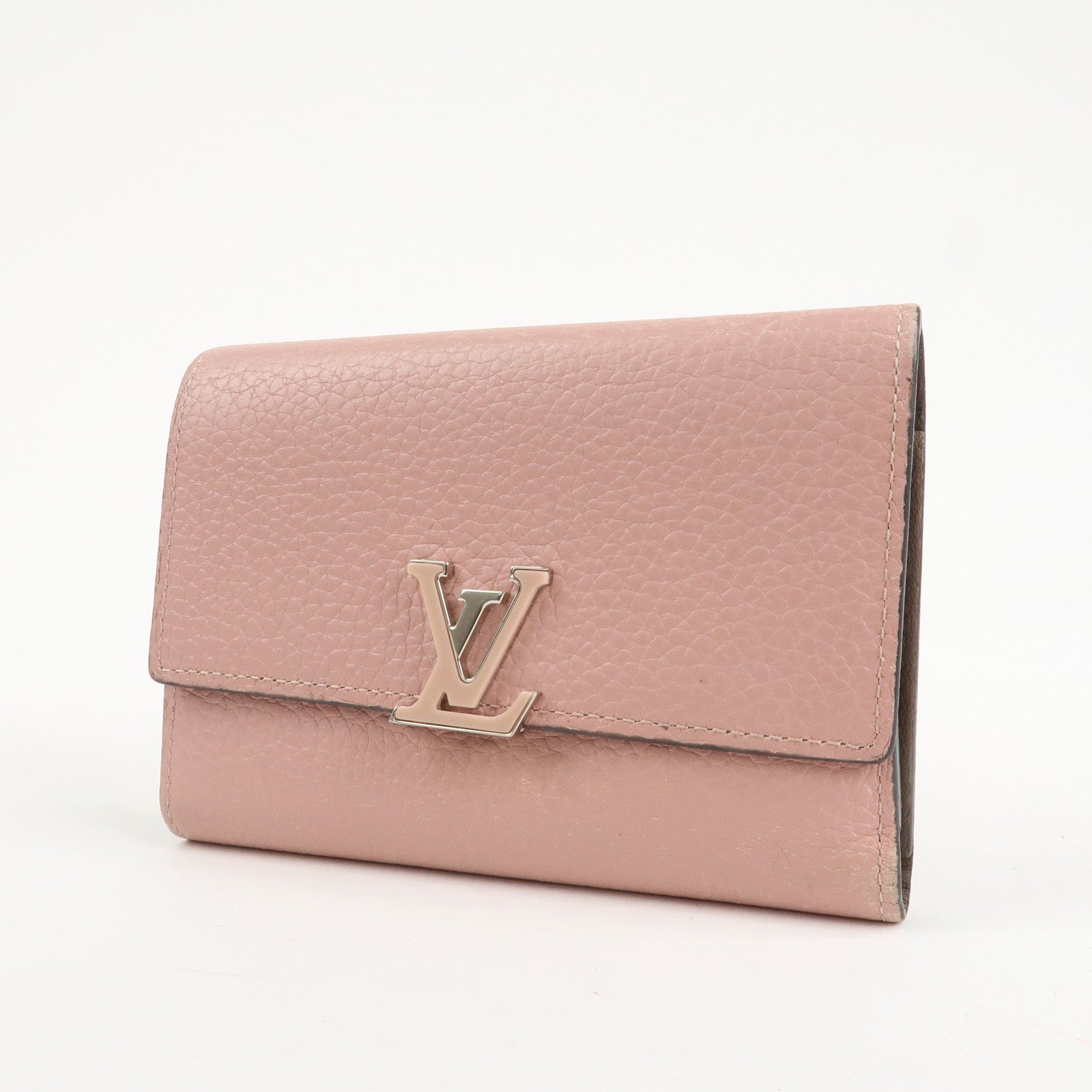 Louis Vuitton Portefeuille Capucines Leather Wallet Magnolia M80493 Used