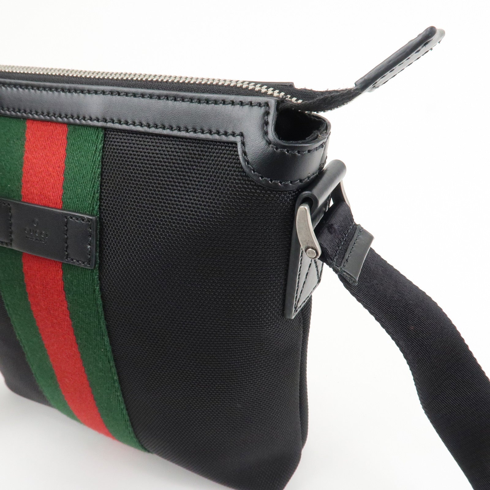 GUCCI Sherry Canvas Leather Shoulder Bag Crossbody Bag Black 631195