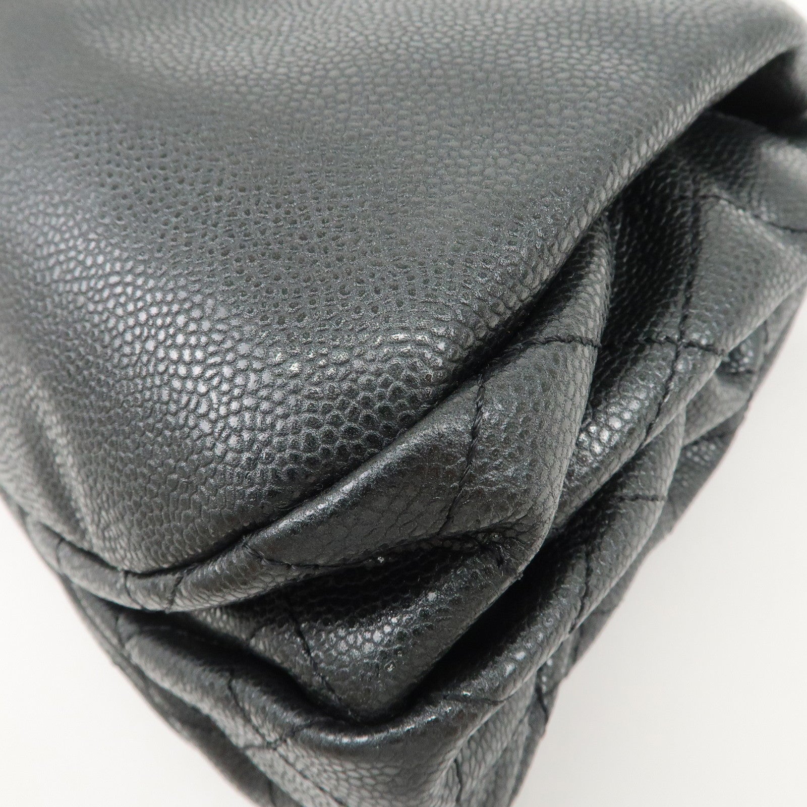 CHANEL COCO Mark Caviarskin Chain Shoulder Bag Black Silver