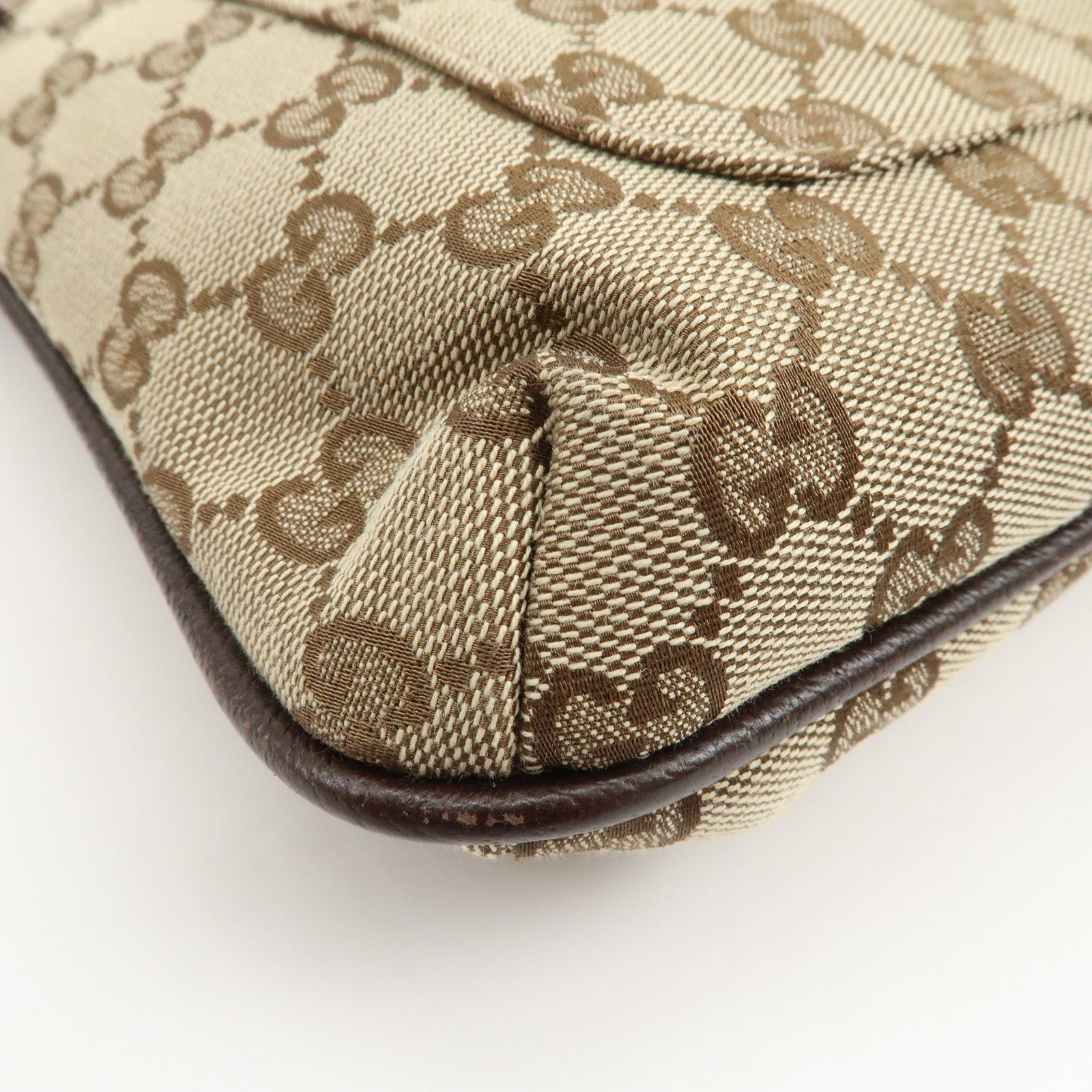 GUCCI GG Canvas Leather Shoulder Bag Crossbody Bag Beige 122793