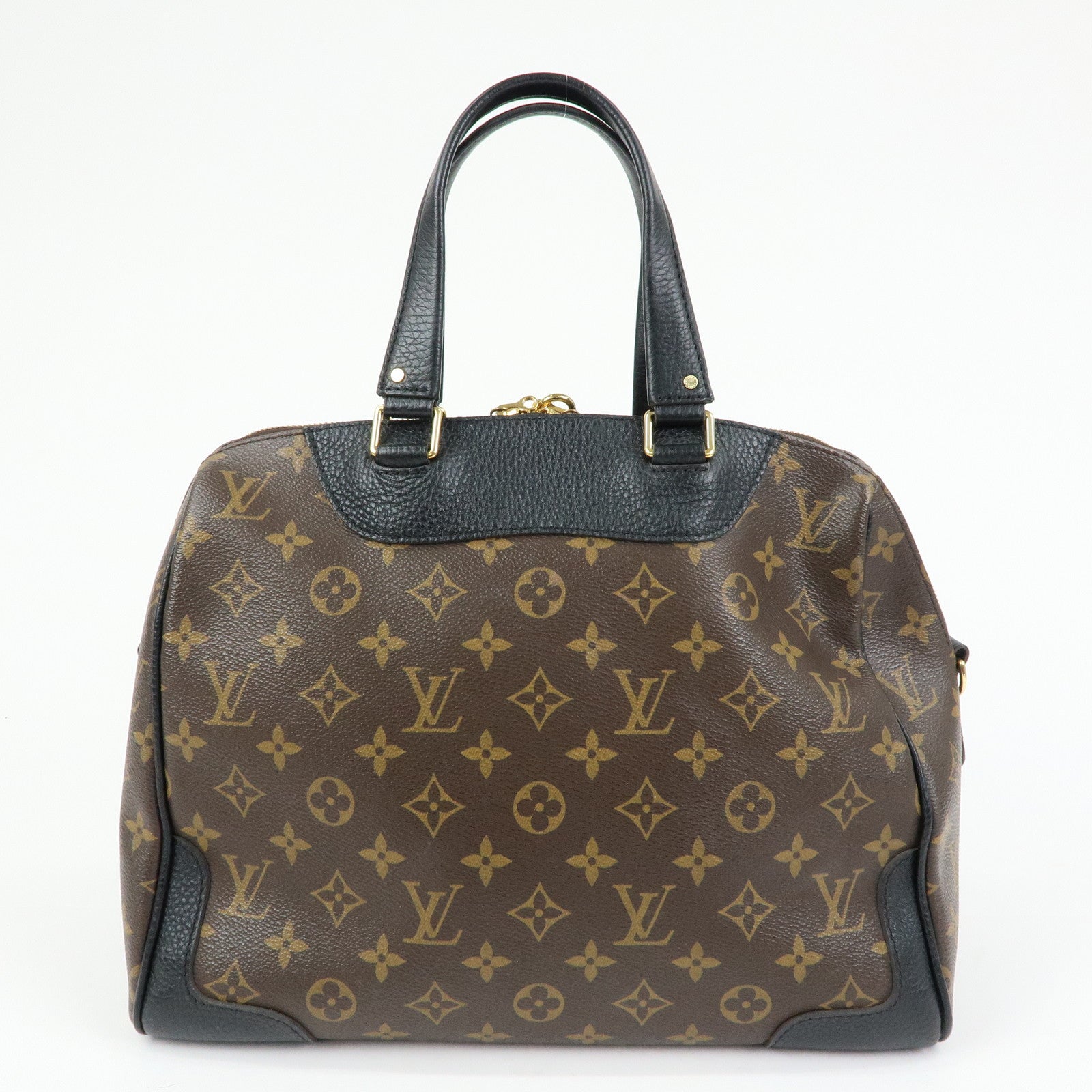 Louis Vuitton Monogram Canvas Leather Retiro Hand Bag Brown M50058