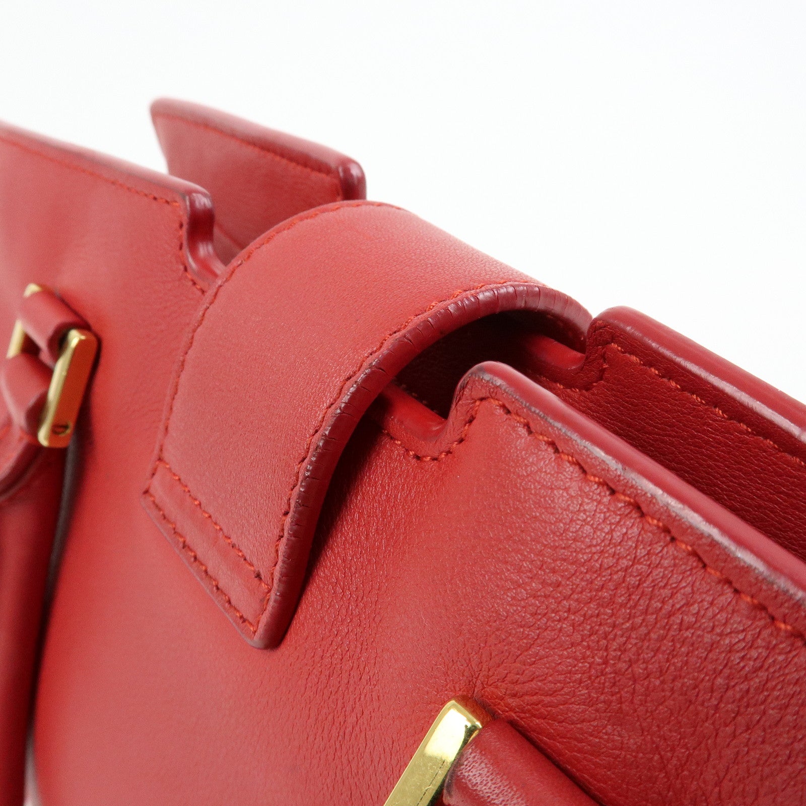SAINT LAURENT PARIS Baby Cabas Leather 2Way Bag Hand Bag Red 424868