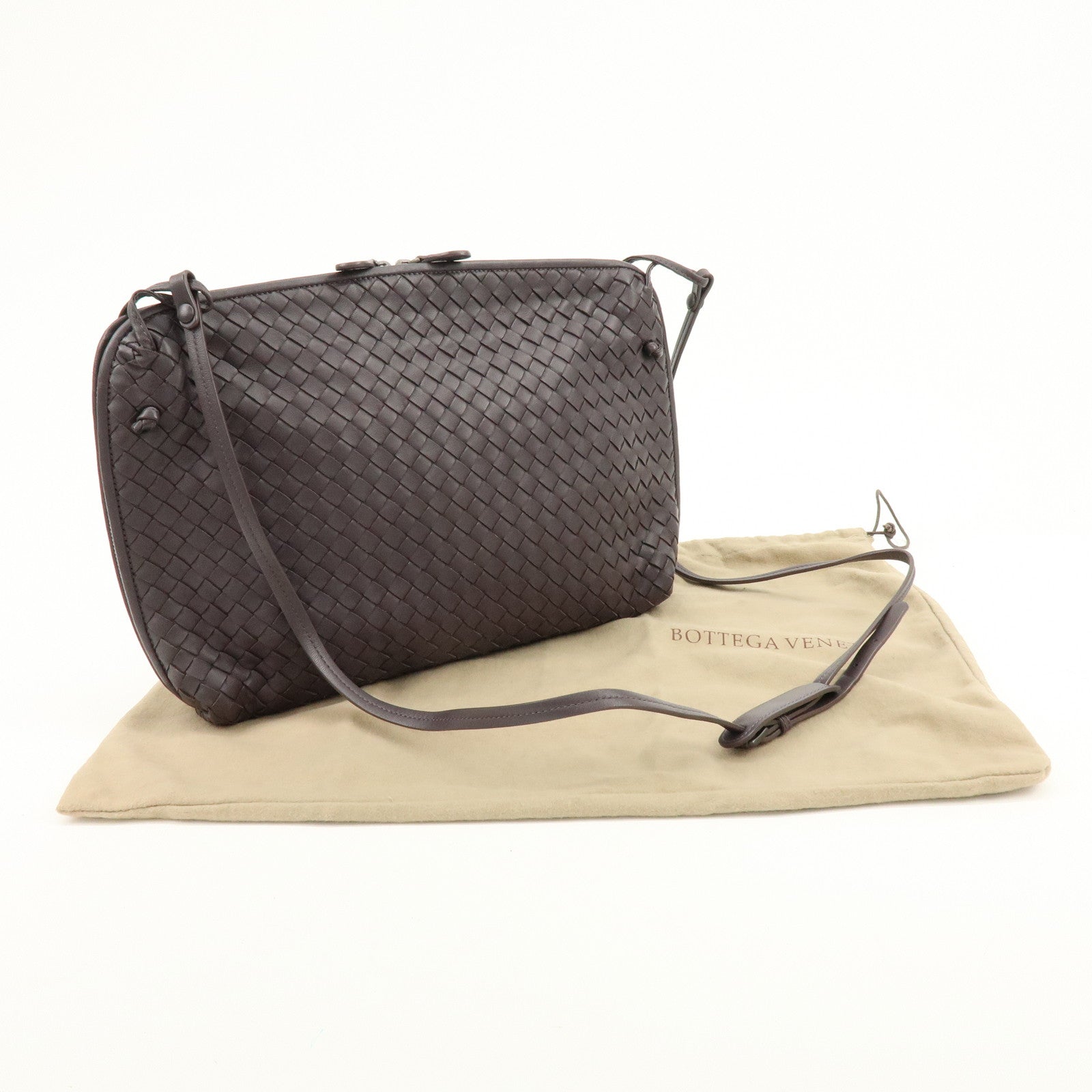 BOTTEGA VENETA Intrecciato Leather Shoulder Bag Brown 245355