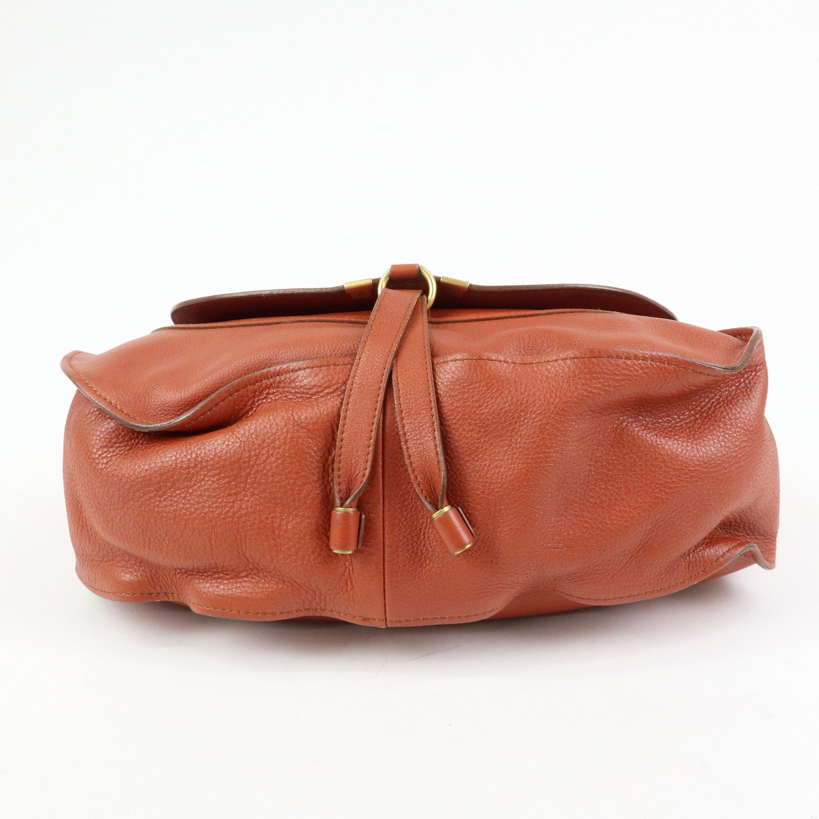 Chloe Marcie Leather Shoulder Bag Tote Bag Red Brown