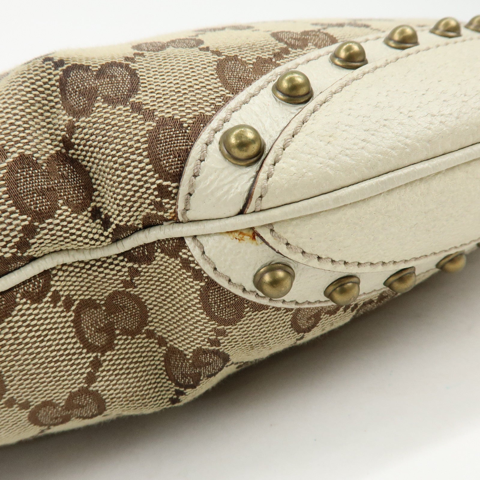 GUCCI Sherry GG Canvas Leather Shoulder Bag Beige Ivory 144011