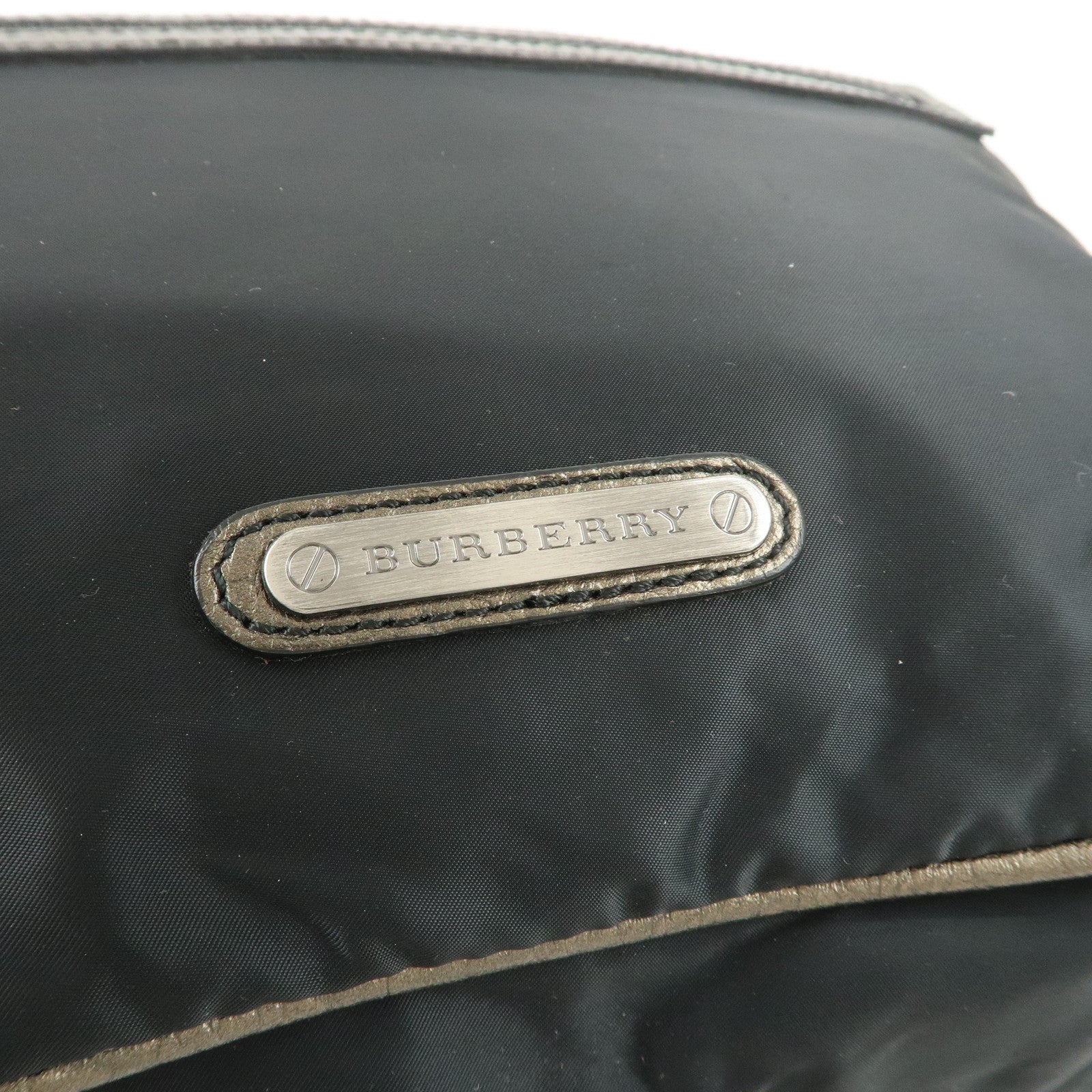 BURBERRY Nylon Leather Shoulder Bag Black Used