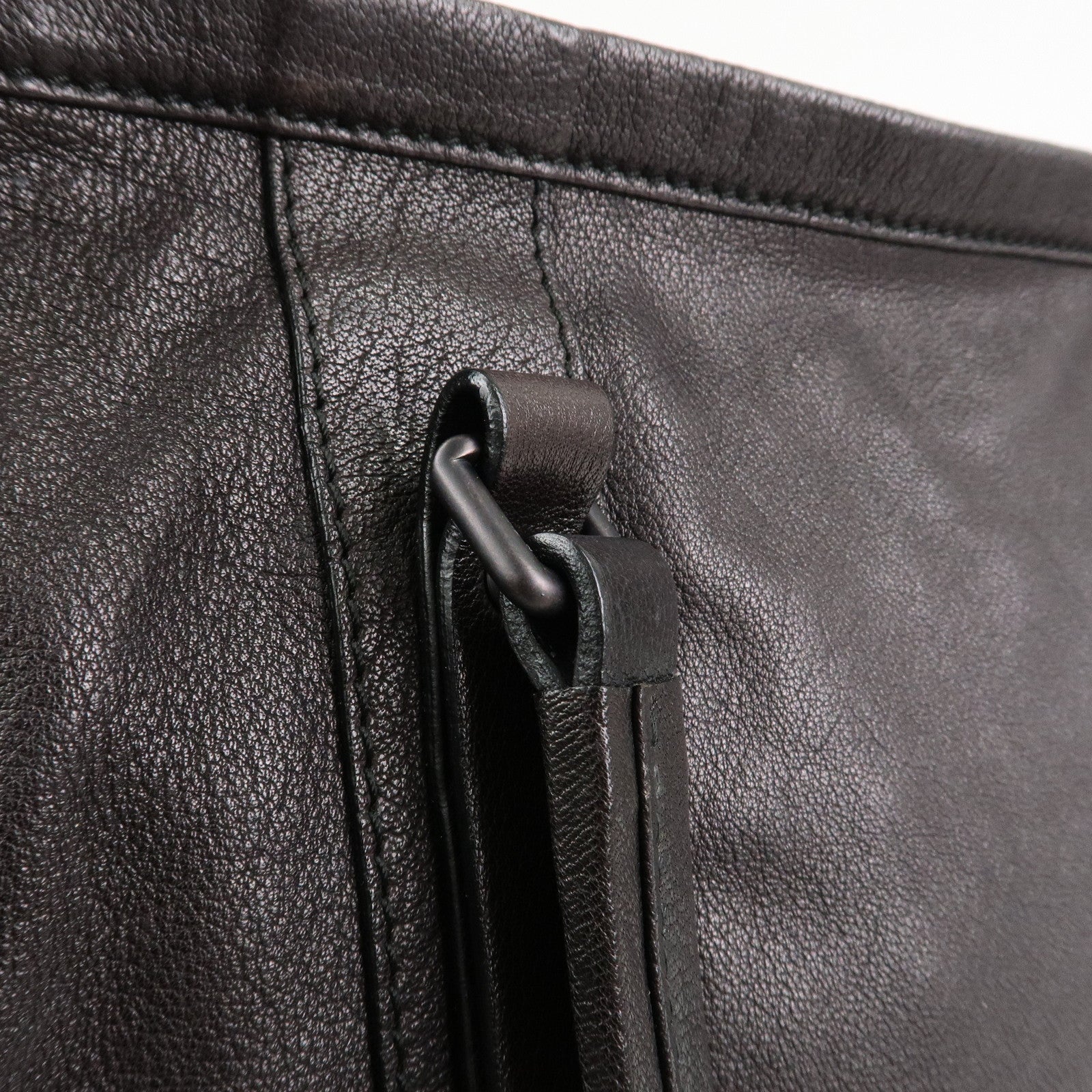 BURBERRY Logo Leather Tote Bag Shoulder Bag Black