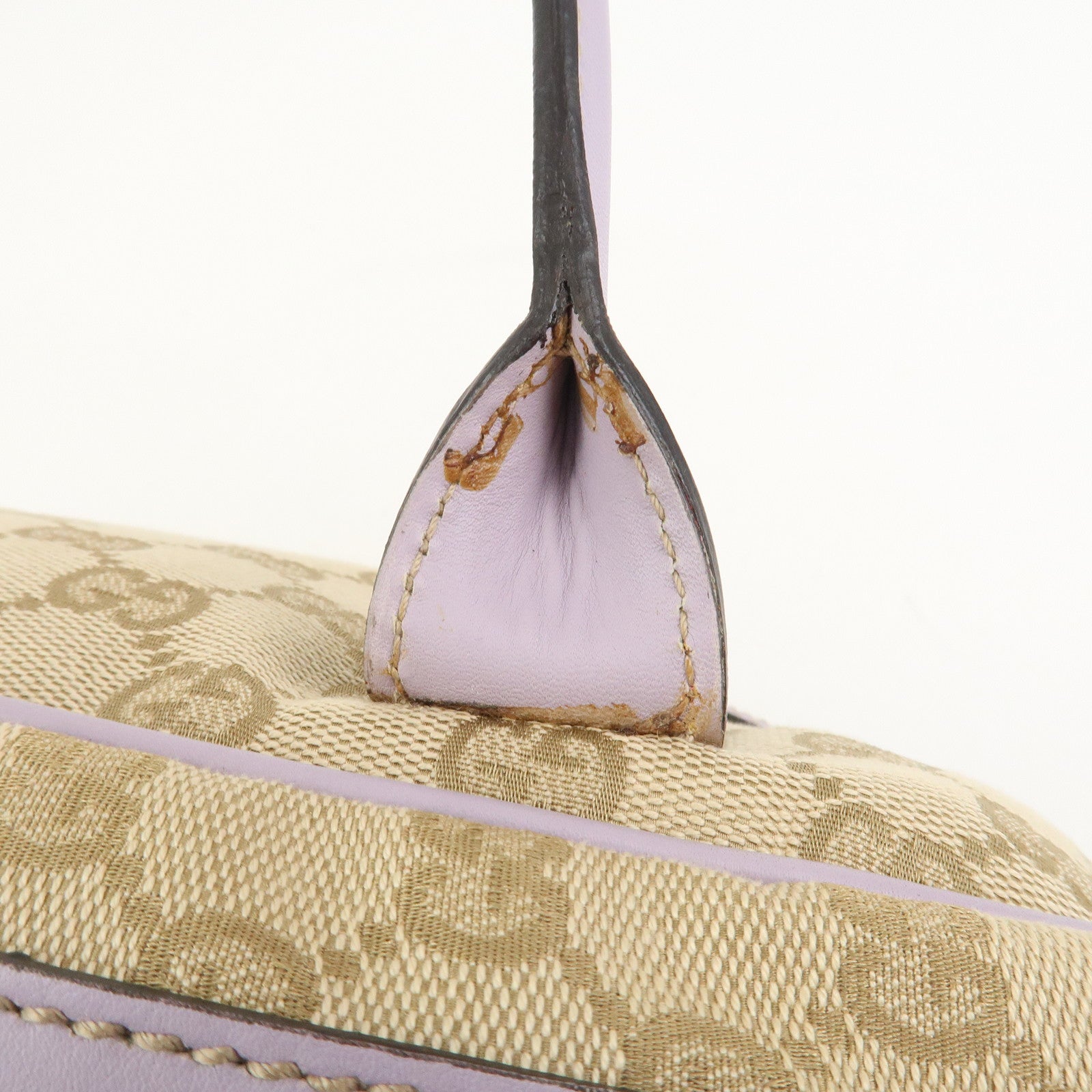 GUCCI Princy GG Canvas Leather Boston Bag Hand Bag Beige 161720