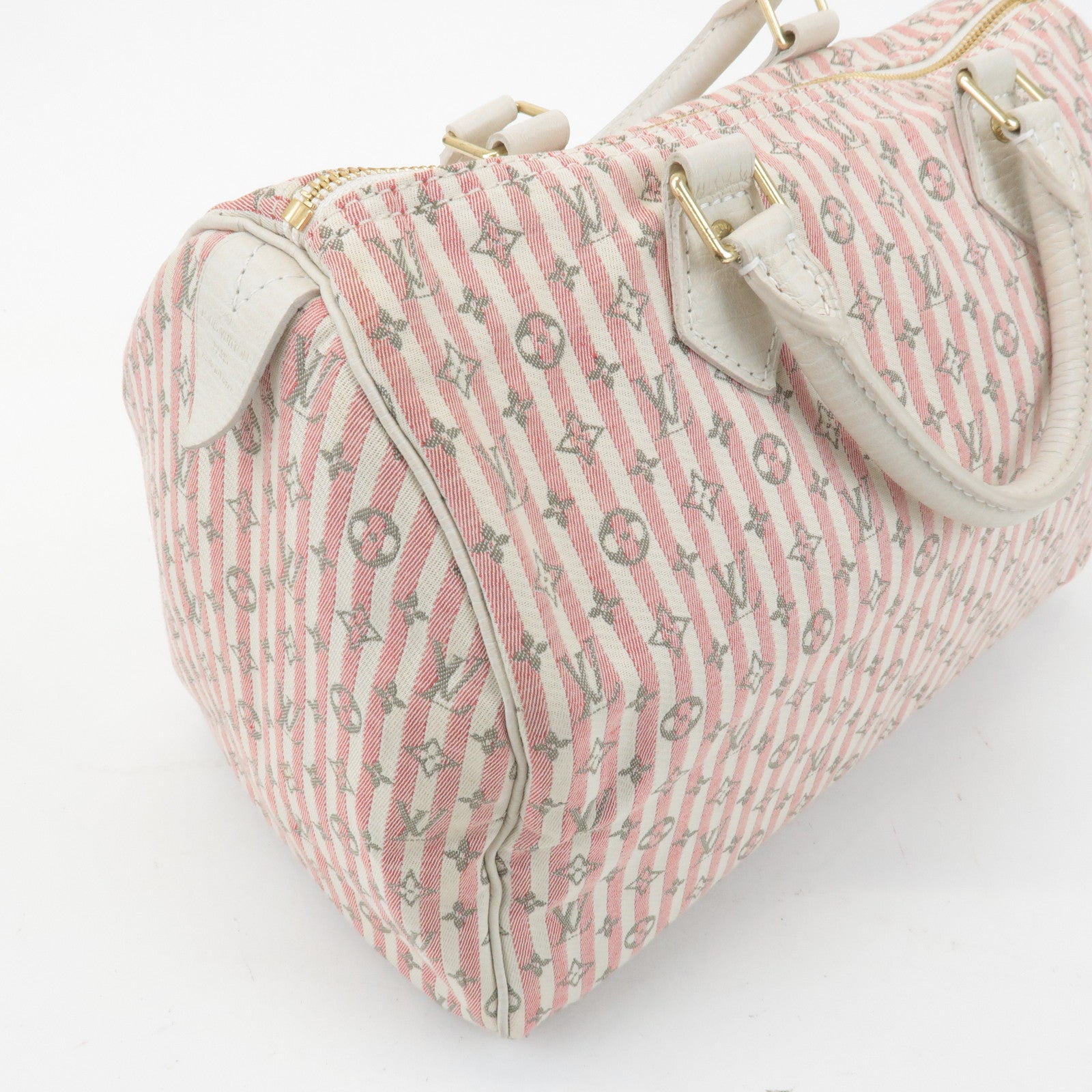 Louis Vuitton Monogram Mini Lin Speedy 30 Boston Bag Rouge M95501 Used