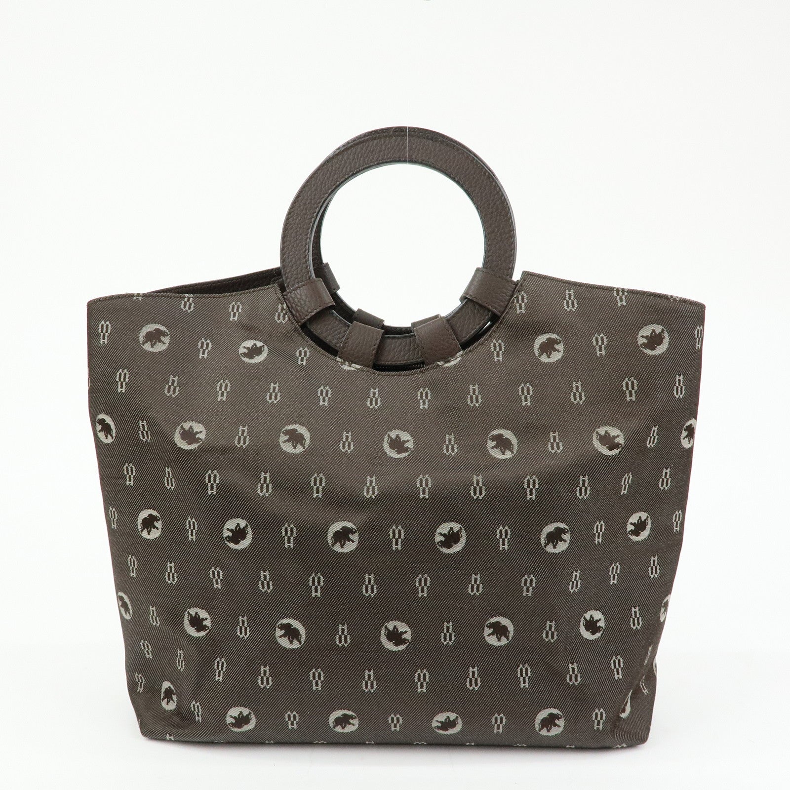 HUNTING WORLD Material Canvas Leather Hand Bag Tote Bag Dark Brown