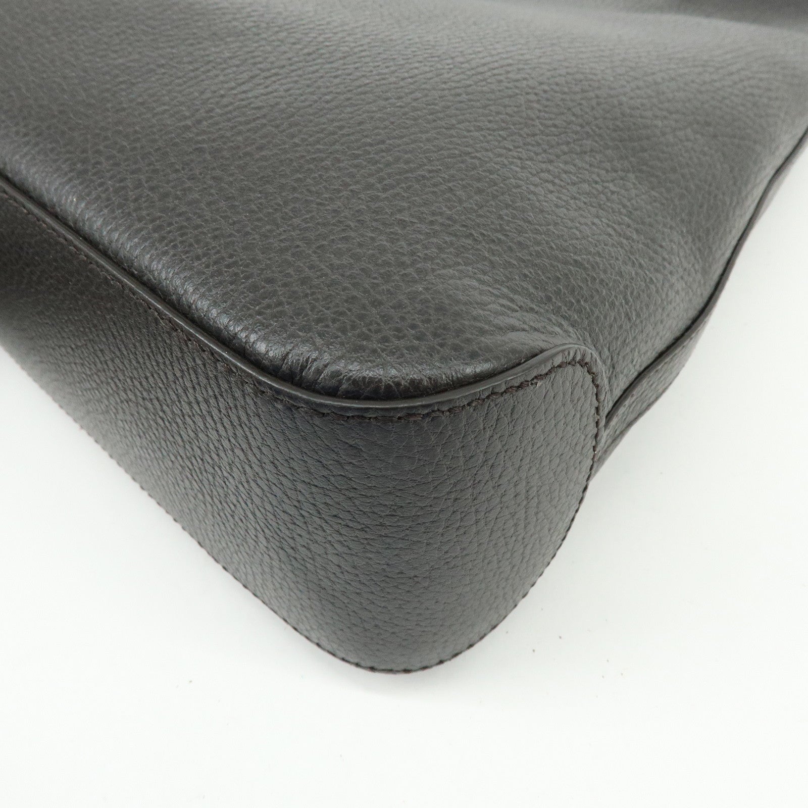 GUCCI Leather Shoulder Bag Tassel Charm Dark Brown 336659