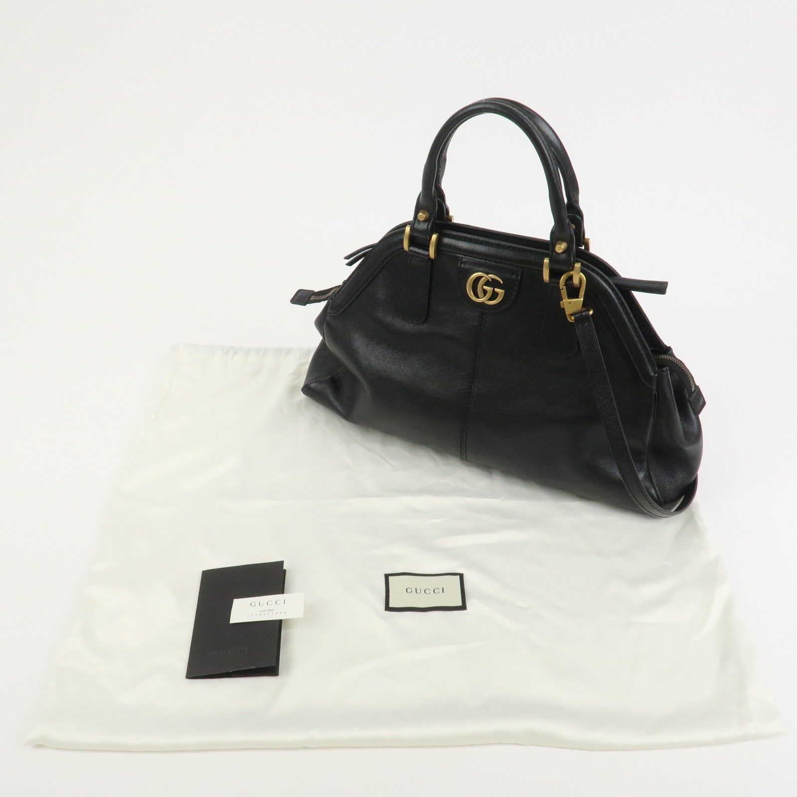 GUCCI GG Marmont Leather 2Way Shoulder Bag Hand Bag Black 516459