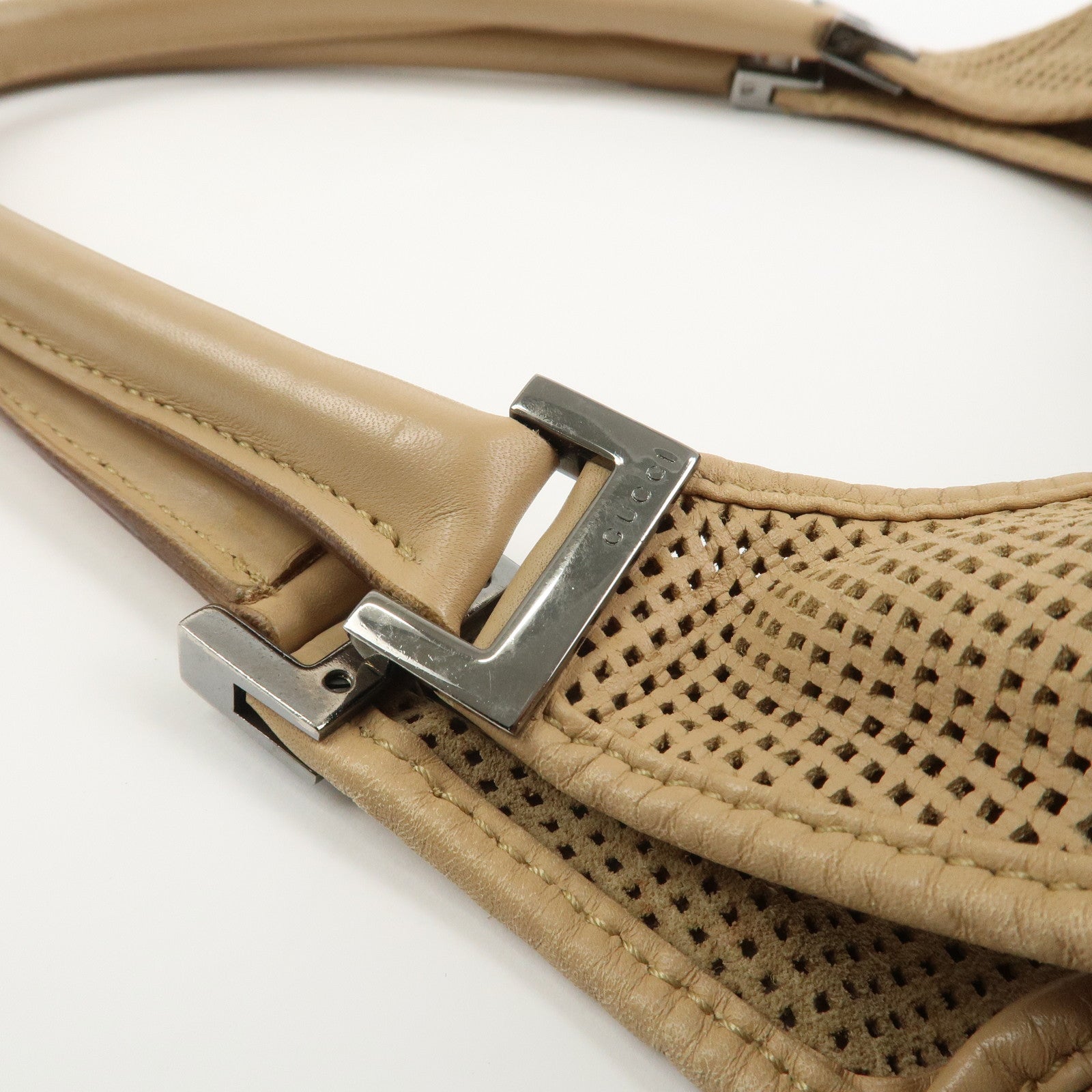 GUCCI Jackie Leather Shoulder Bag Hand Bag Beige 01719