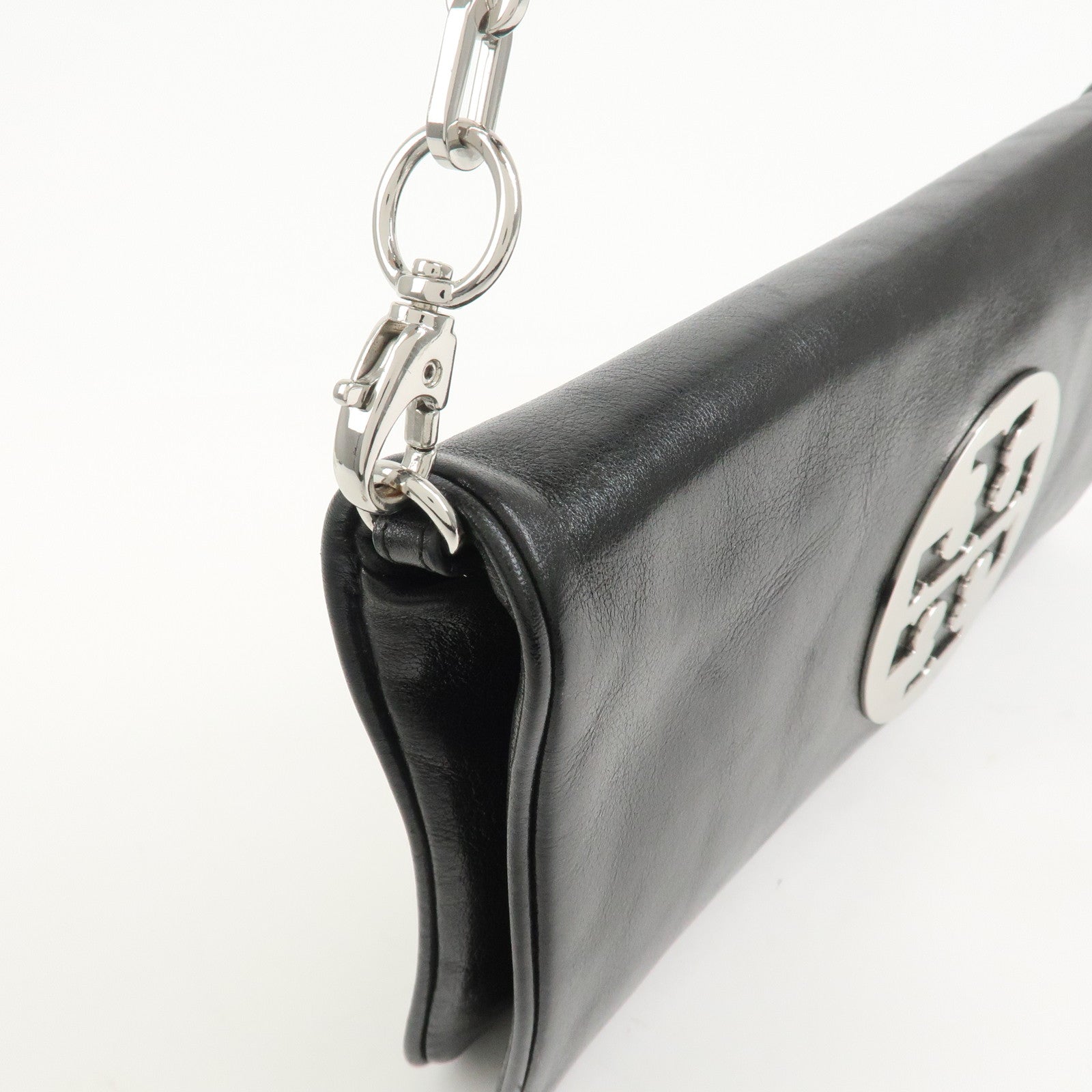 TORY BURCH Leather 2Way Bag Shoulder Bag Clutch Bag Black