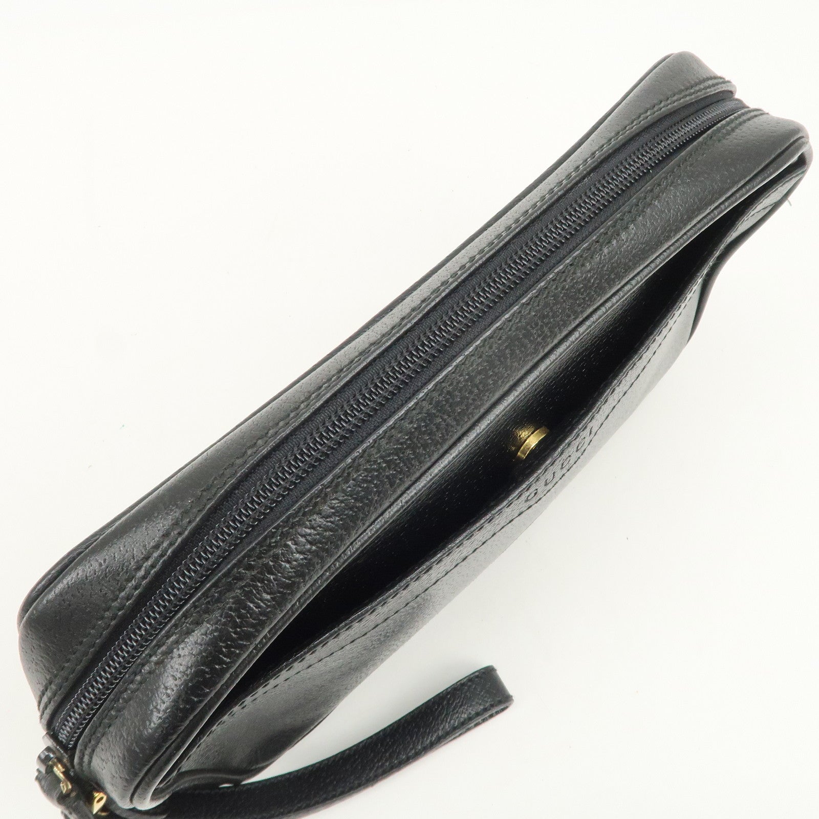 GUCCI Diamante Leather Clutch Bag Wristlet Bag Black 018・1095・3701