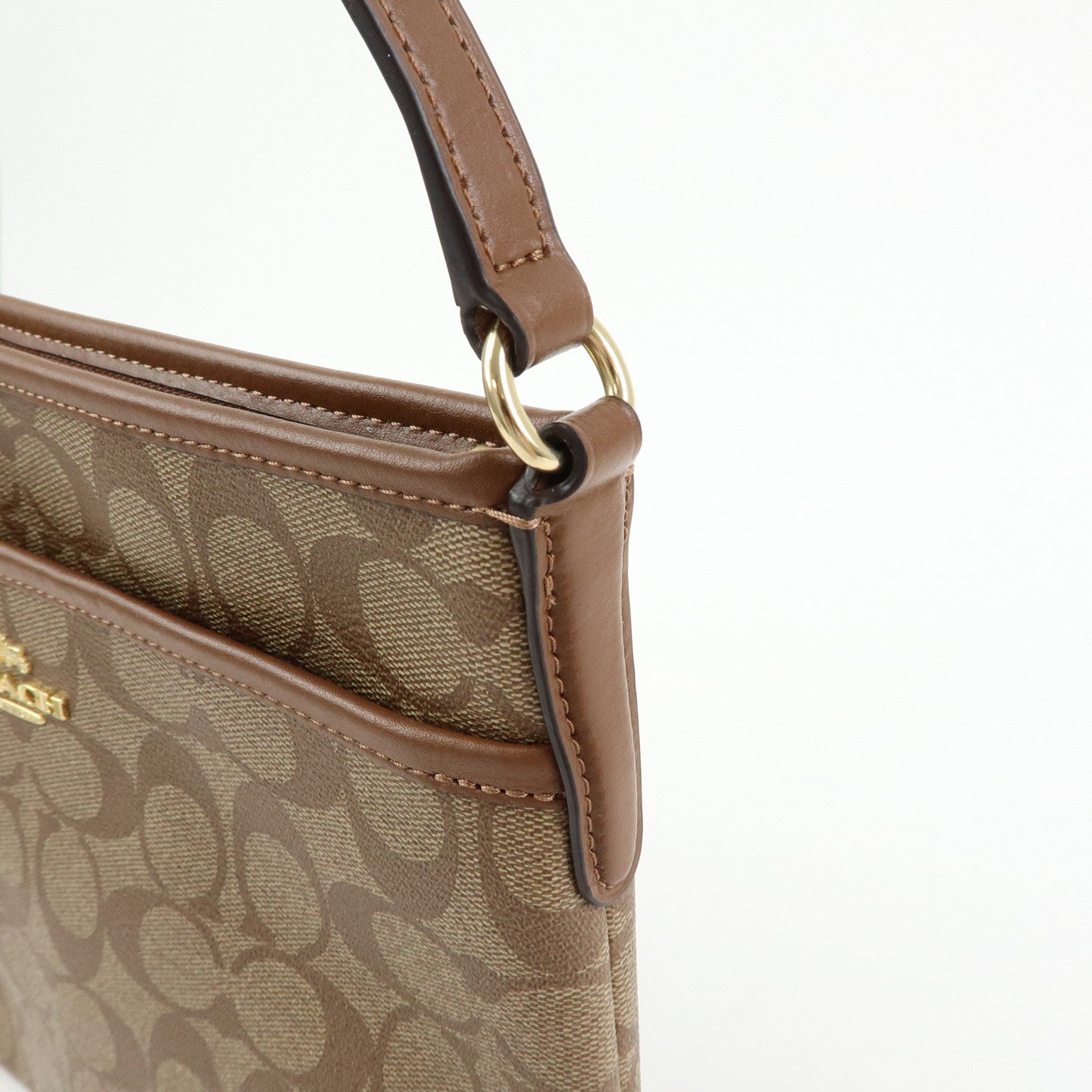 COACH Signature PVC Leather Shoulder Bag Crossbody Bag Brown
