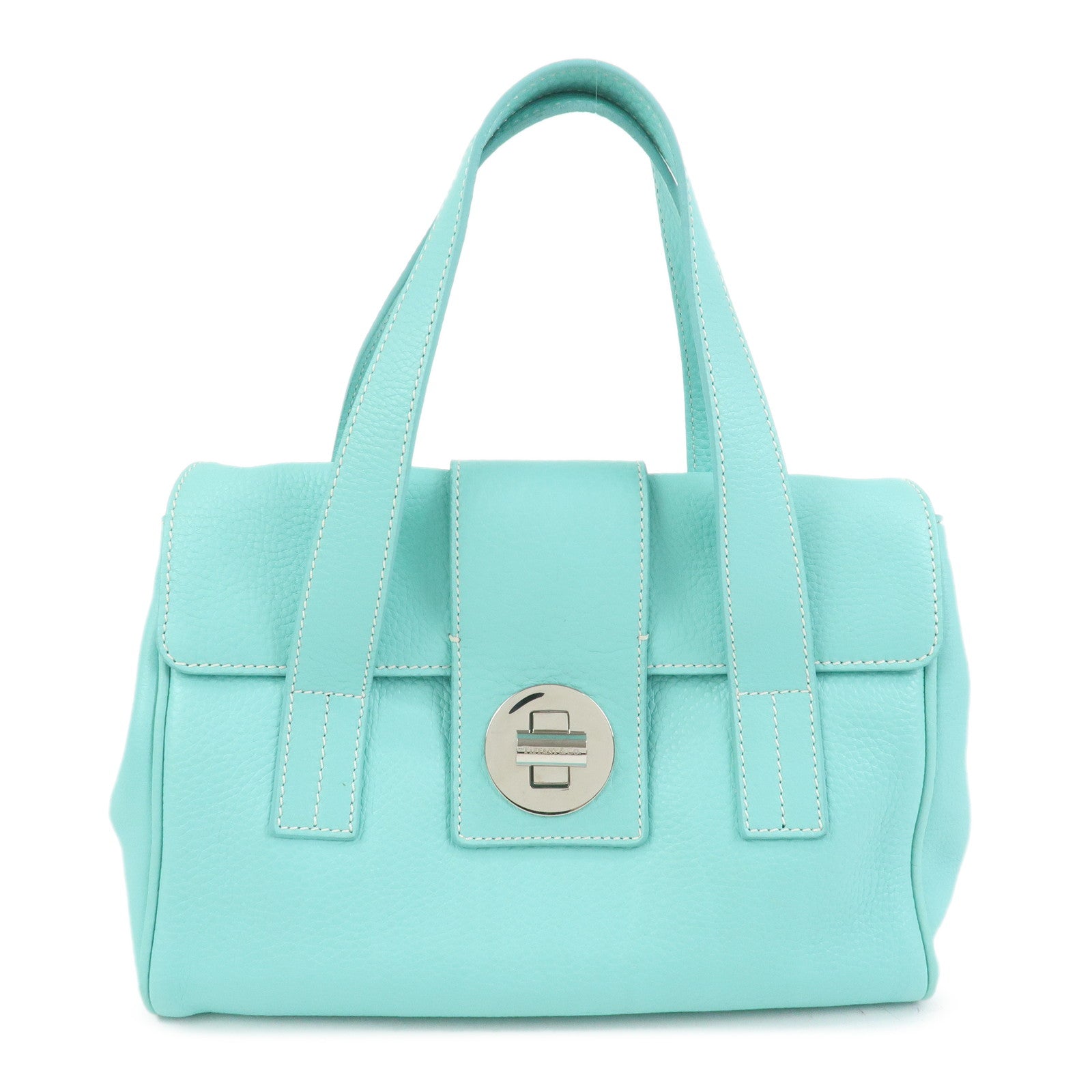 Tiffany & Co Manhattan Leather Hand Bag Tiffany Light Blue