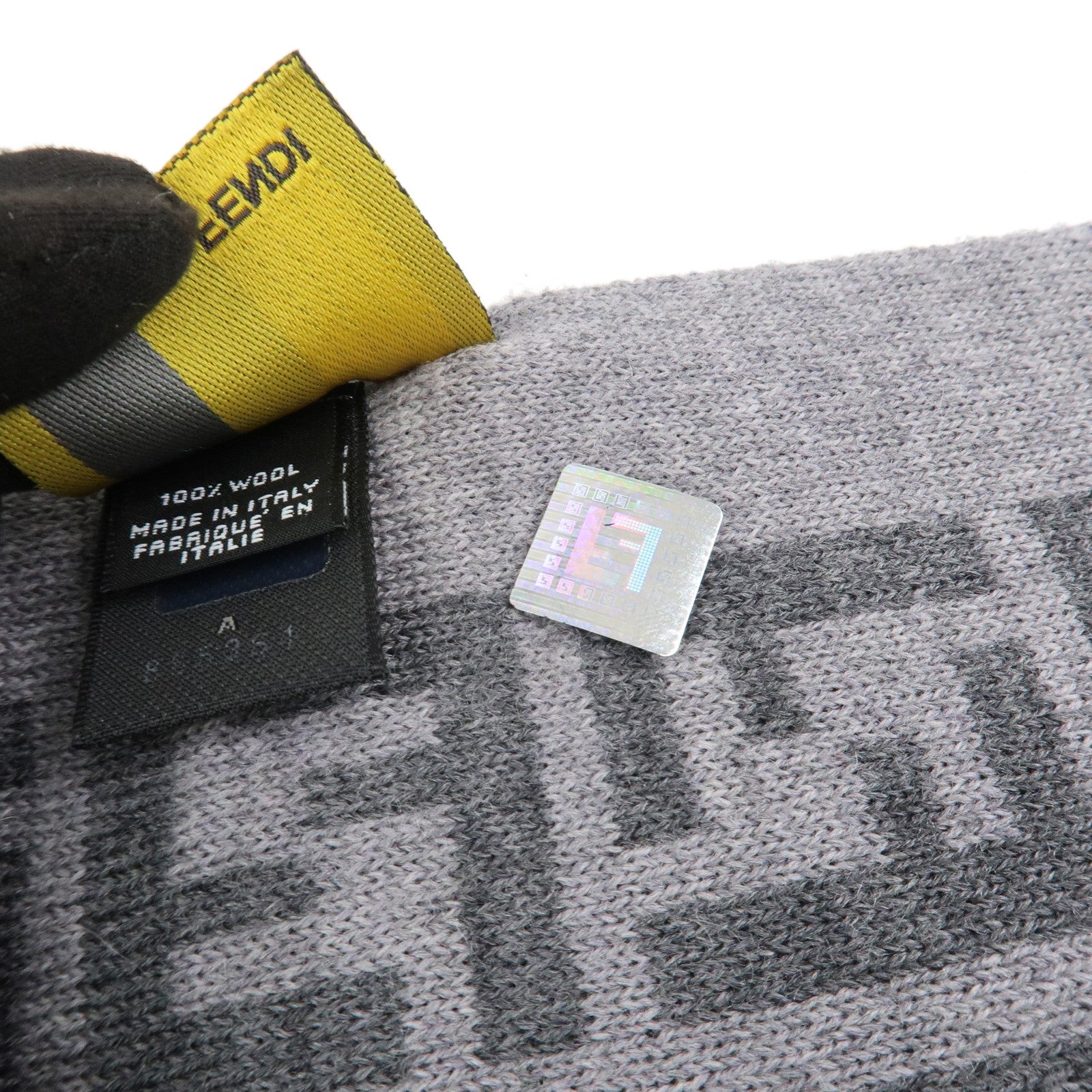 FENDI Zucca Wool 100% Scarf Stole 170×27 Gray