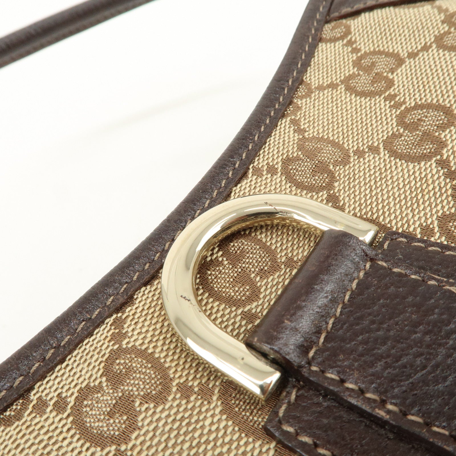 GUCCI Abbey GG Canvas Leather Shoulder Bag Hand Bag Beige 130939