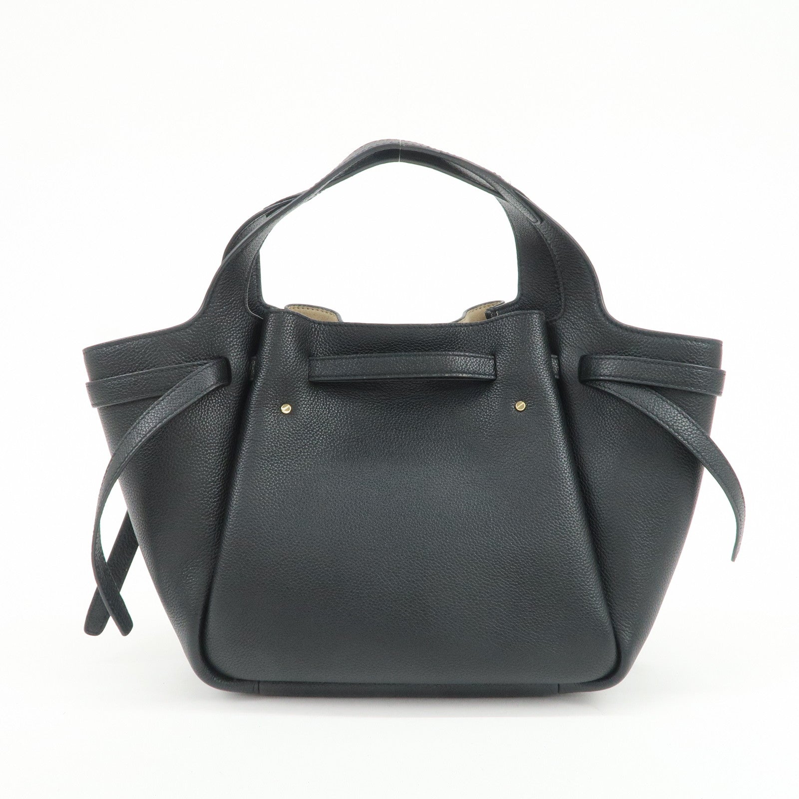 TORY BURCH ROMY Logo Leather Small Tote Bag 2Way Bag Hand Bag Black