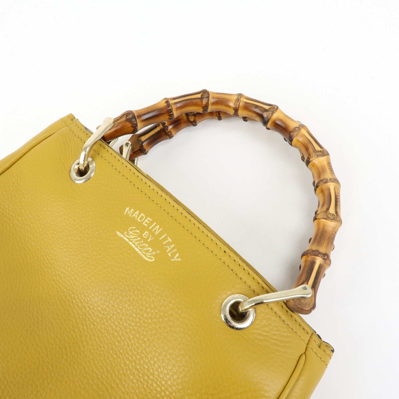 GUCCI Bamboo Leather 2Way Bag GUCCI 50years in Japan Mustard 336032