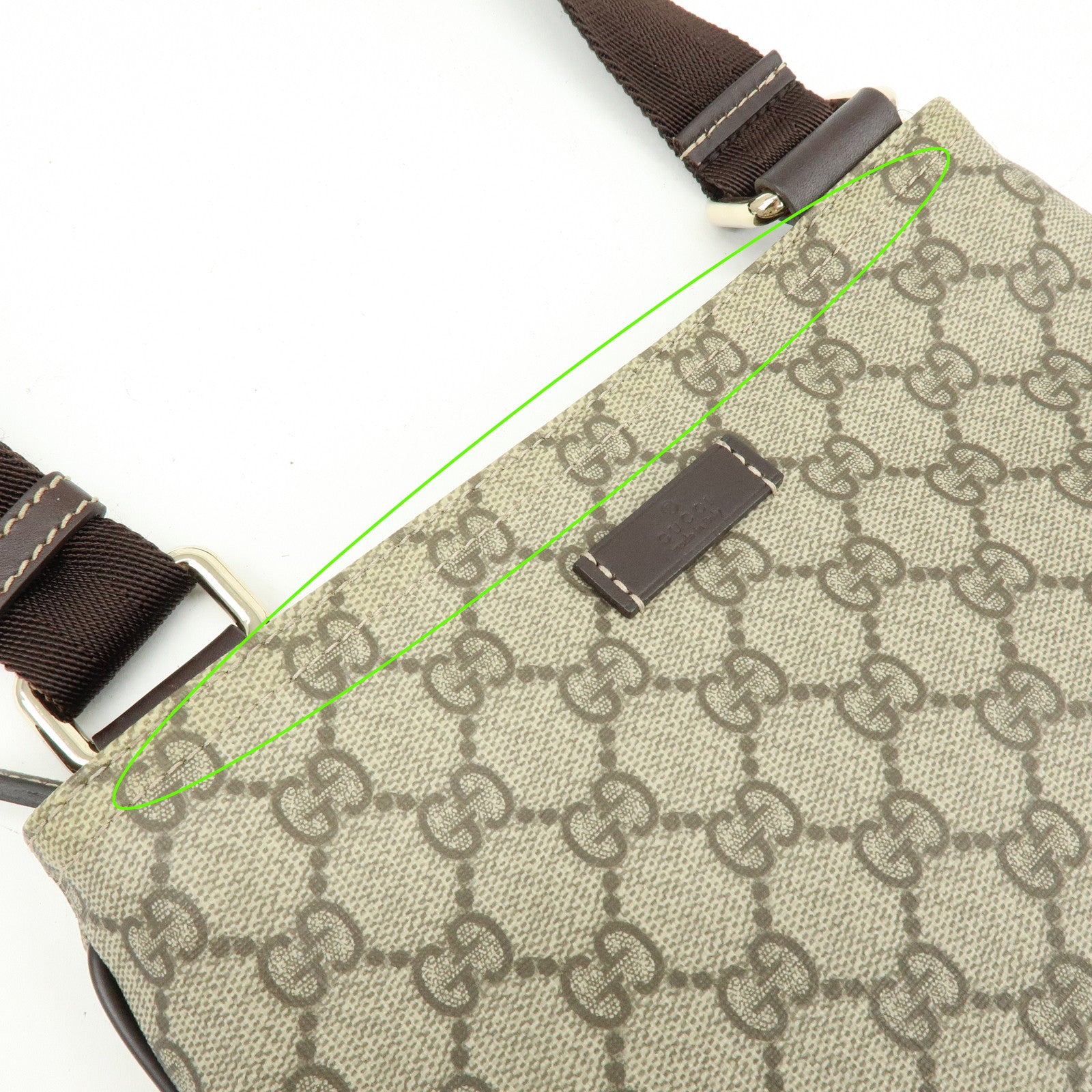 GUCCI GG Supreme Leather Shoulder Bag Gray Beige Brown 201533