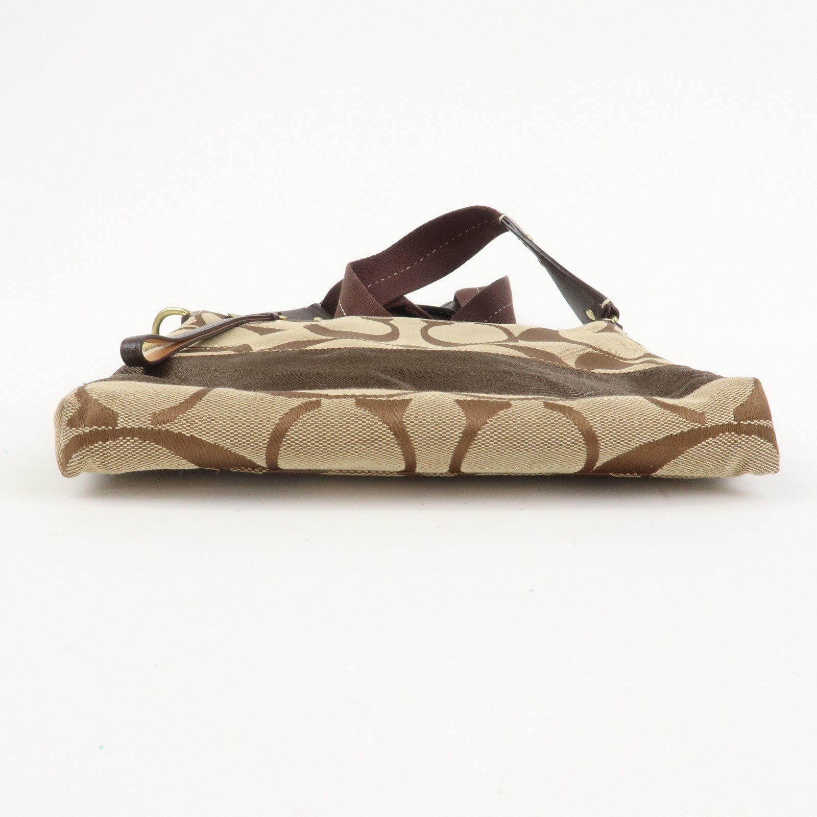 COACH Signature Canvas Leather Shoulder Crossbody Bag Beige Brown