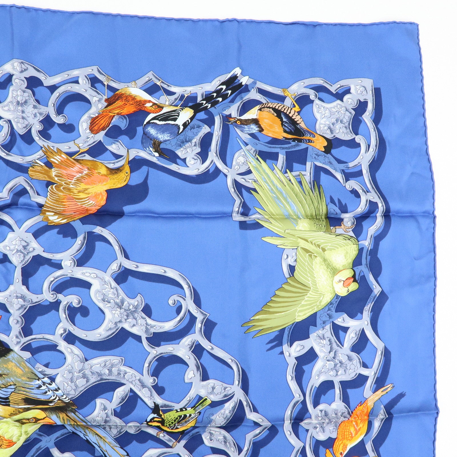 HERMES Carre 90 Silk 100% Scarf OISEAUX DE L'INDE ET DE L'HIMALAYA
