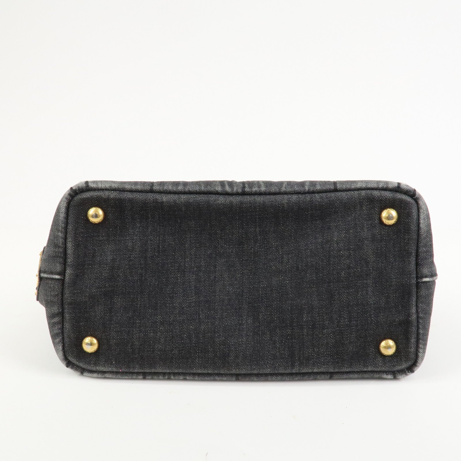 PRADA Canapa Mini Canvas Denim 2Way Shoulder Hand Bag Black B2439G