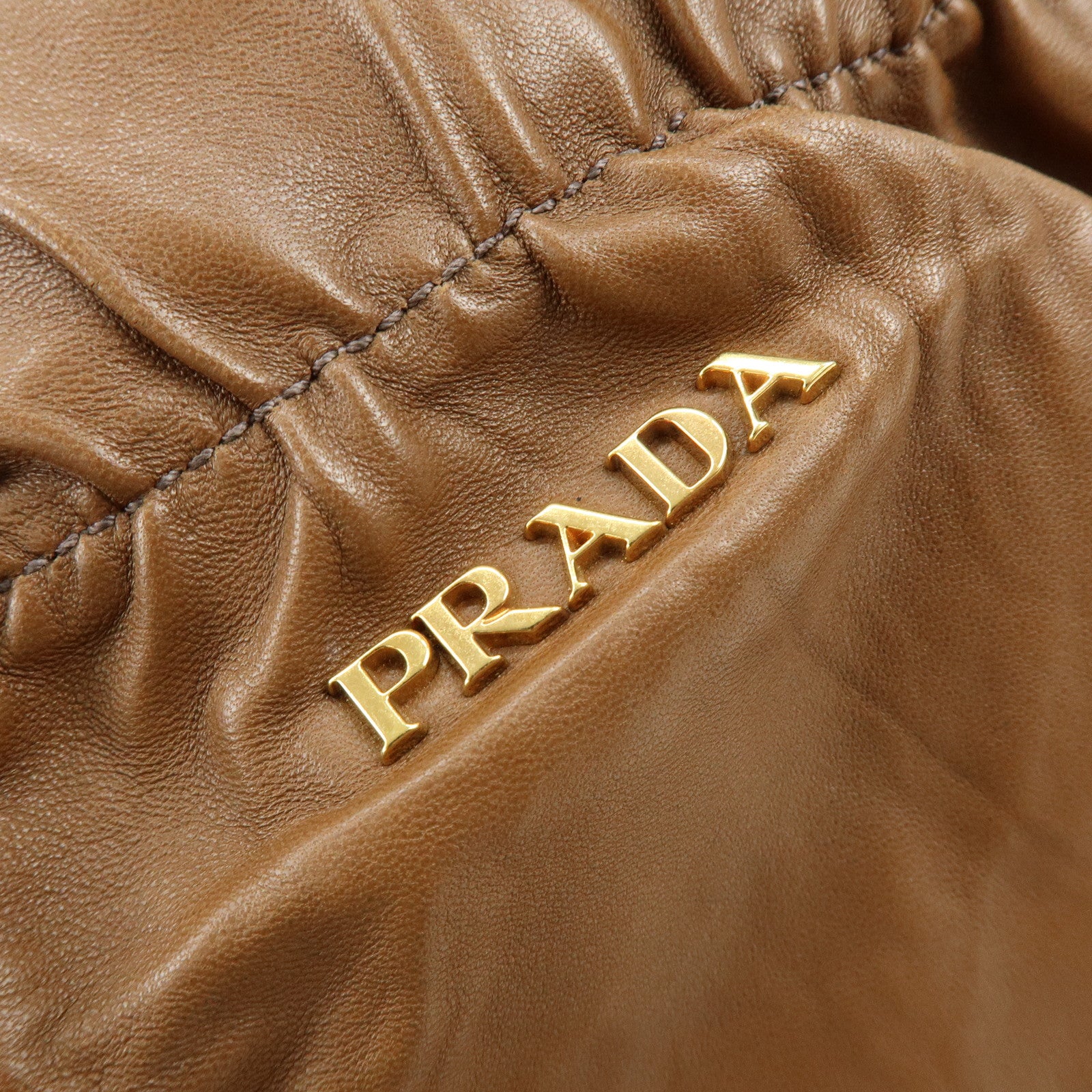 PRADA Leather Ribbon 2Way Bag Hand Bag Shoulder Bag Brown BN1760