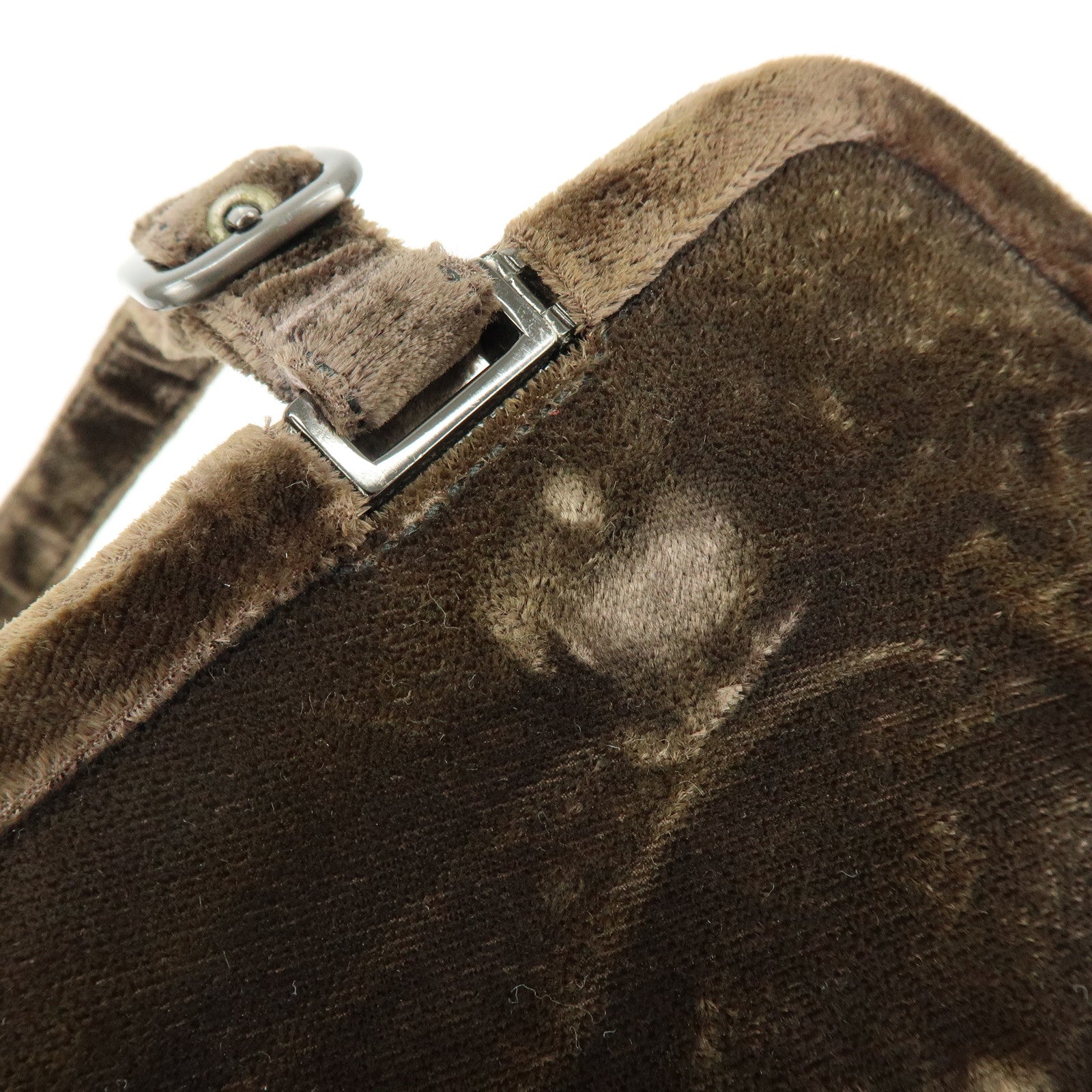 PRADA Logo Velour Hand Bag Brown B7641