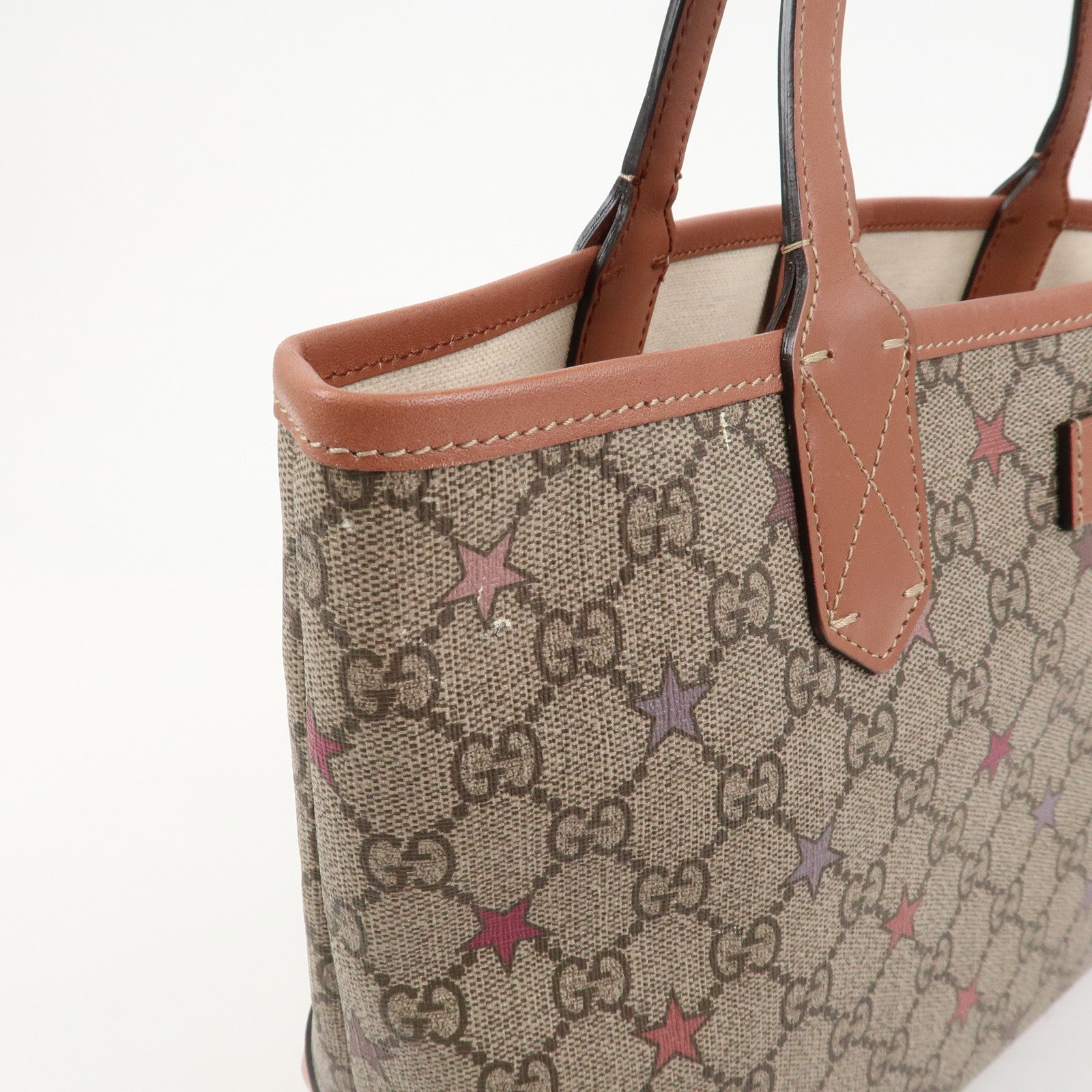 GUCCI GG Supreme PVC Leather Tote Bag Shoulder Bag Beige 309499