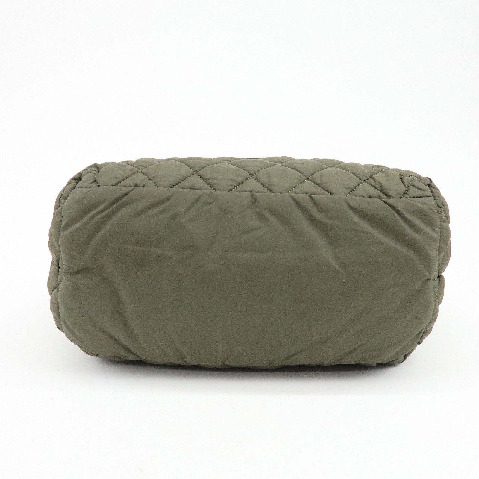 CHANEL COCO Cocoon PM Nylon Tote Bag Dark Green Plaid A48610