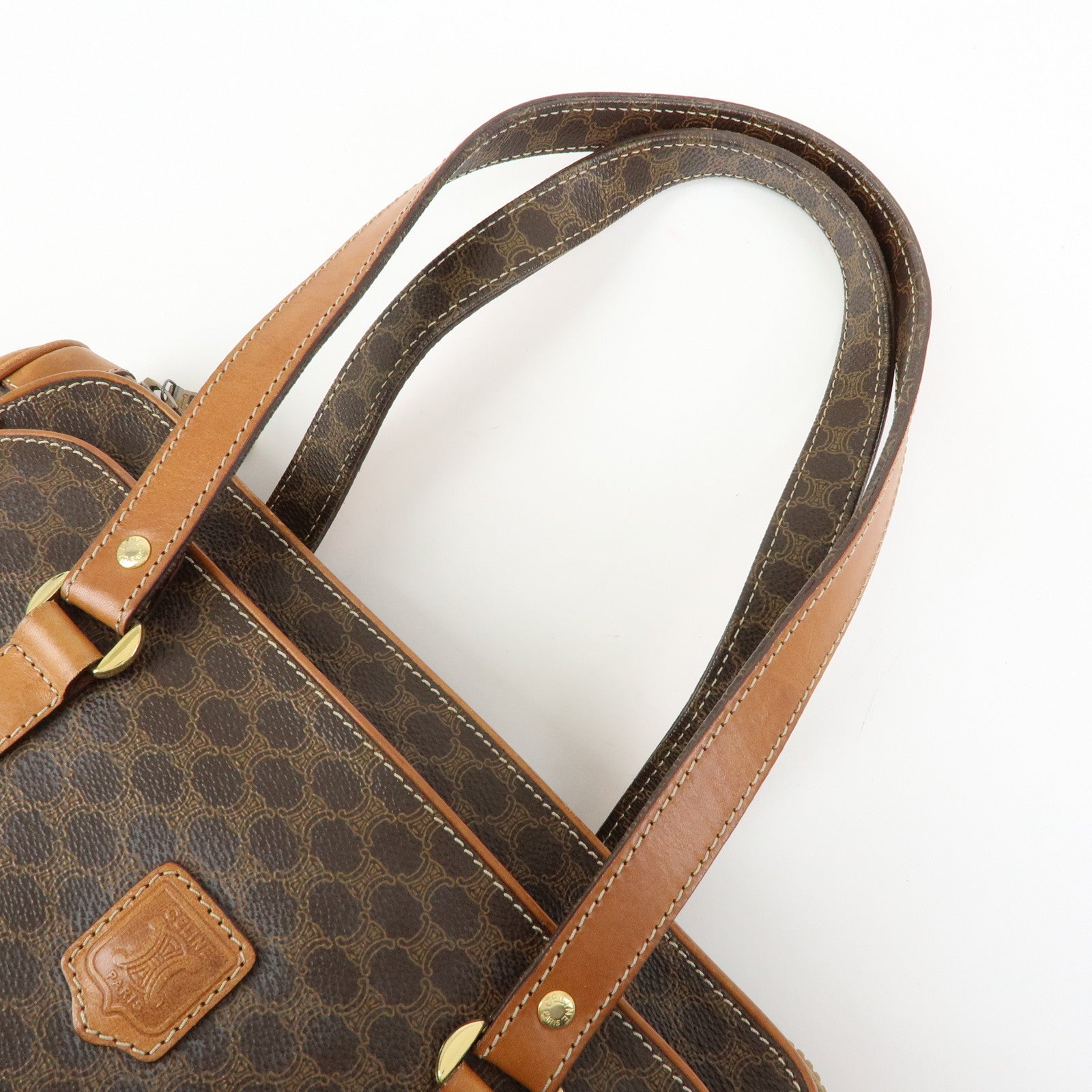 CELINE Macadam PVC Leather Tote Bag Shoulder Bag Hand Bag Brown
