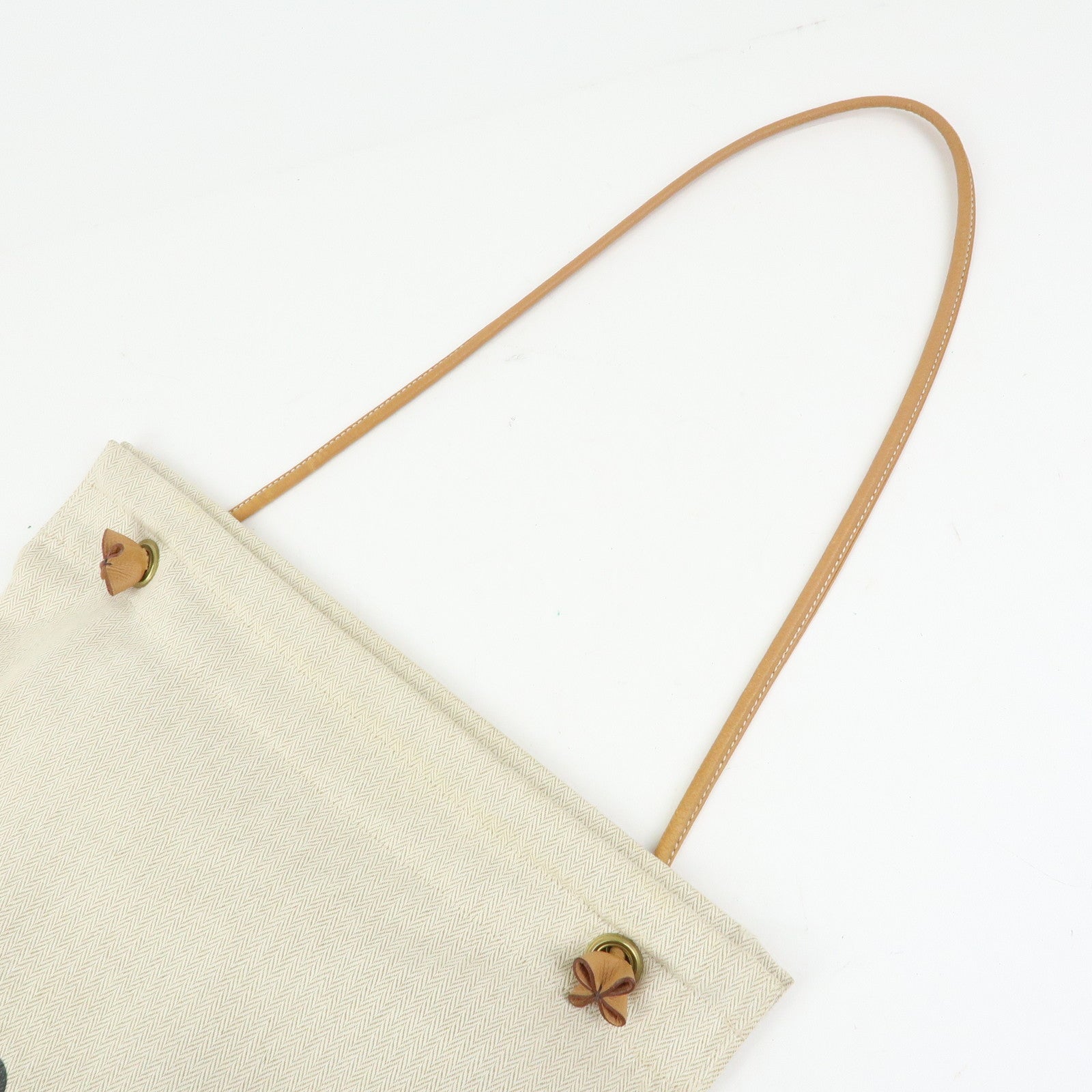 HERMES Aline GM Canvas Leather Shoulder Bag Hand Bag Natural