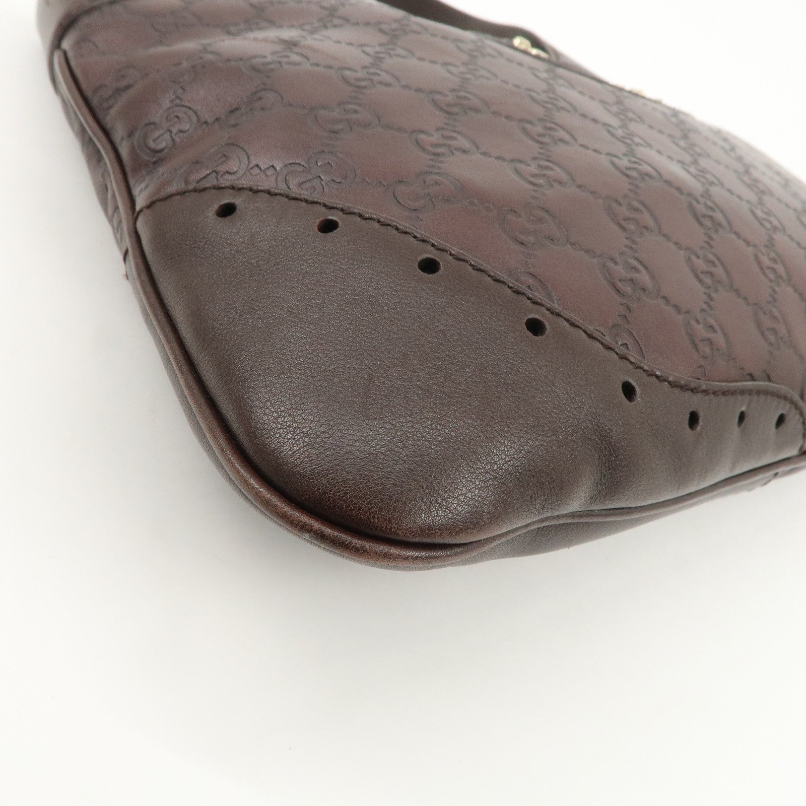 GUCCI Guccissima Leather Shoulder Bag Hand Bag Dark Brown 145781 Used