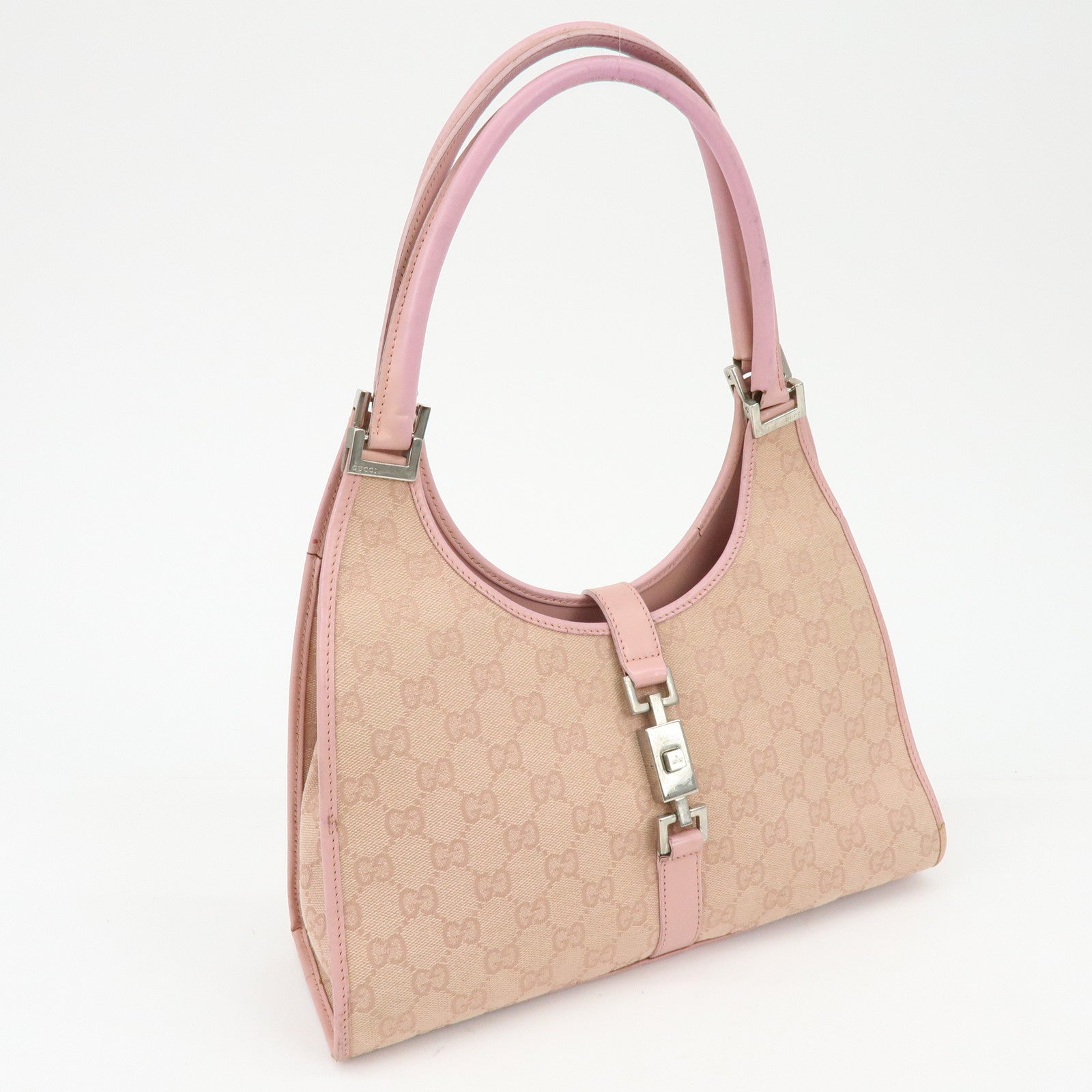 GUCCI Jackie GG Canvas Leather Shoulder Bag Pink 002・1067