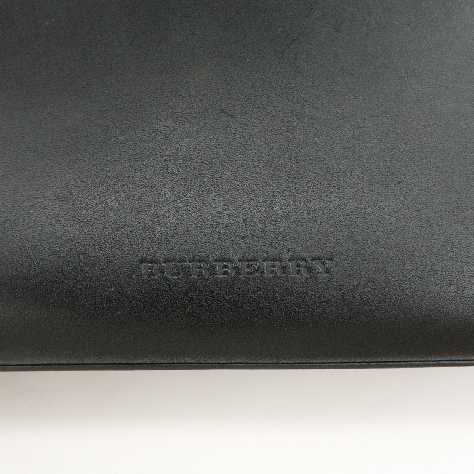 BUBERRY Logo Leather Shoulder Bag Hand Bag Black Used