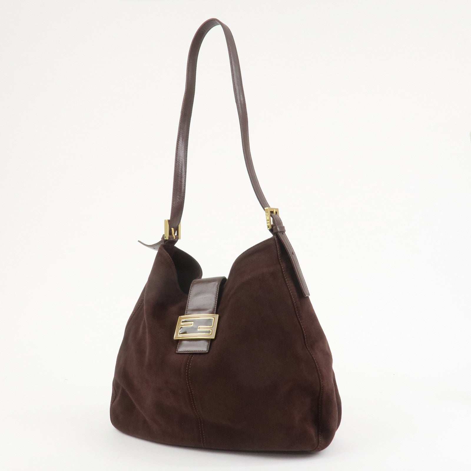 FENDI Suede Leather Shoulder Bag Hand Bag Brown 26327