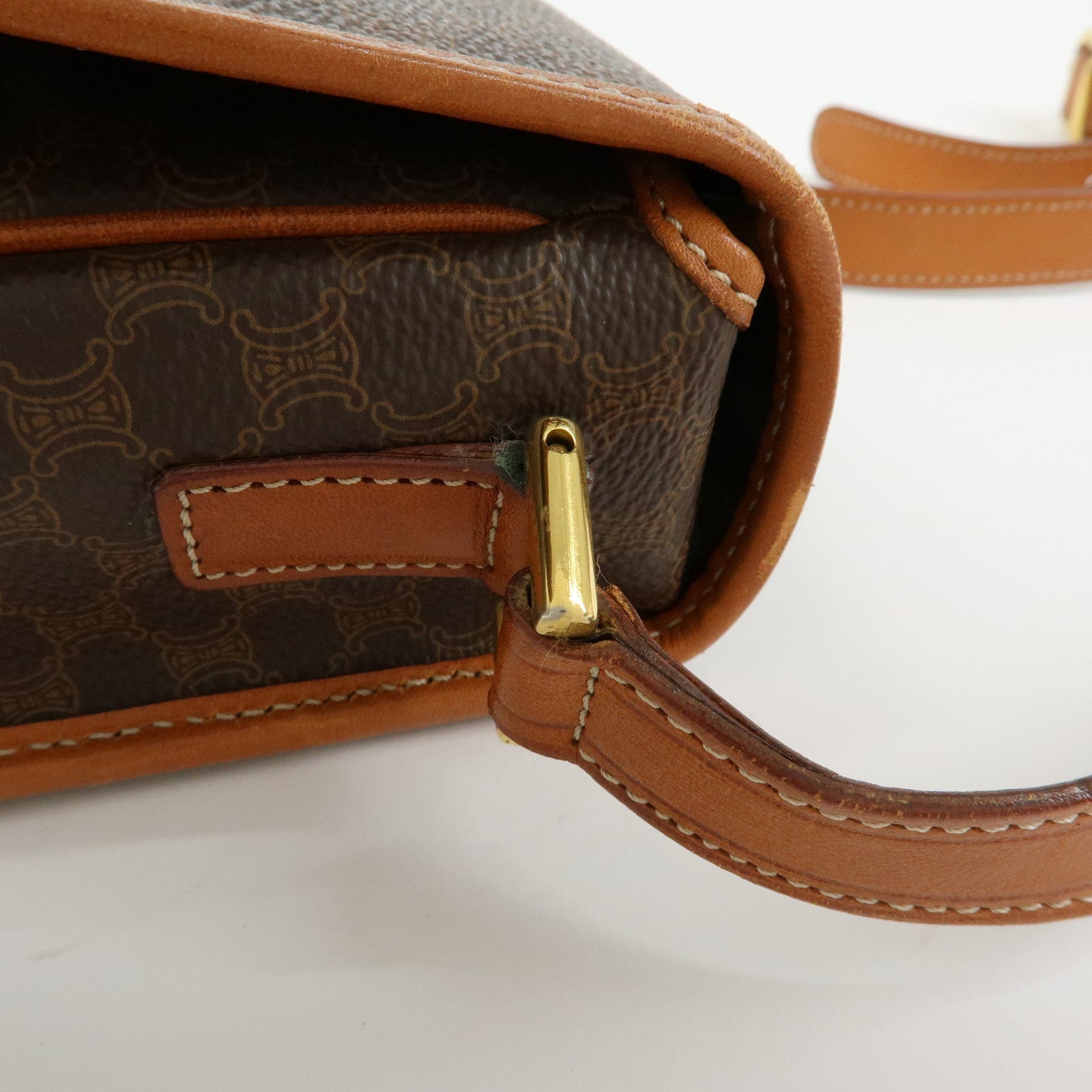 CELINE Trio PVC Leather Shoulder Bag Crossbody Bag Brown