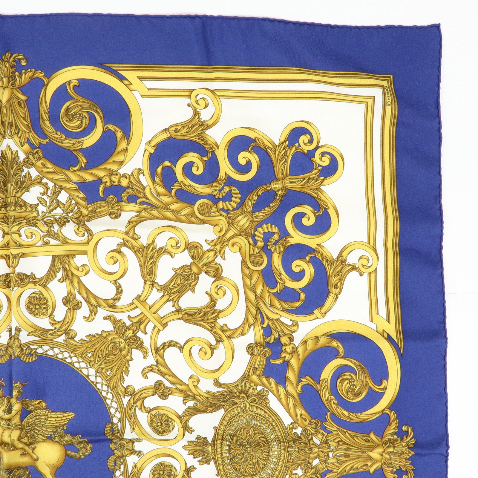 HERMES Carre 90 Set of 2 Silk 100% Scarf Blue White Pink