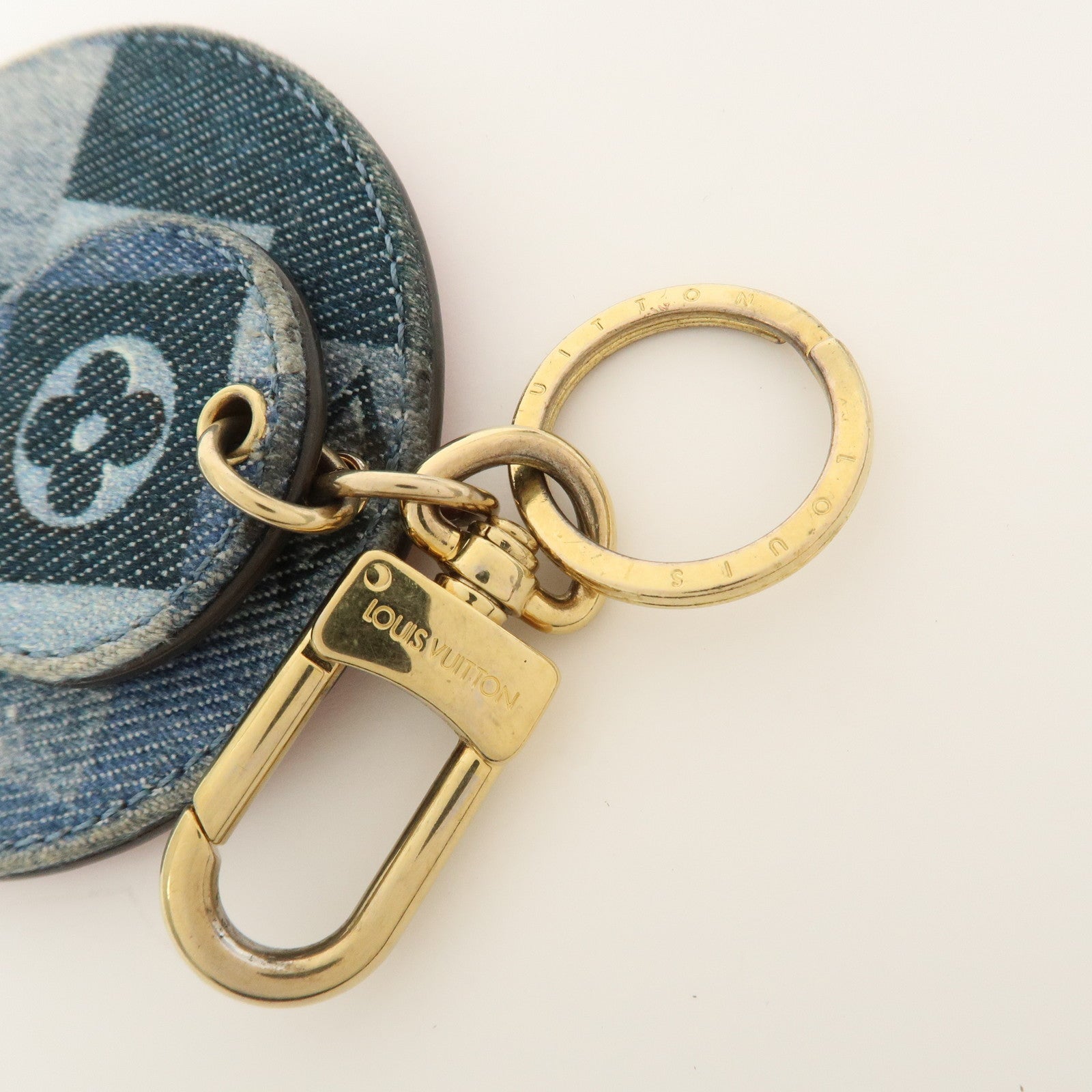 Louis Vuitton Monogram Porte Cles Denim Patchwork Key Chain M69017