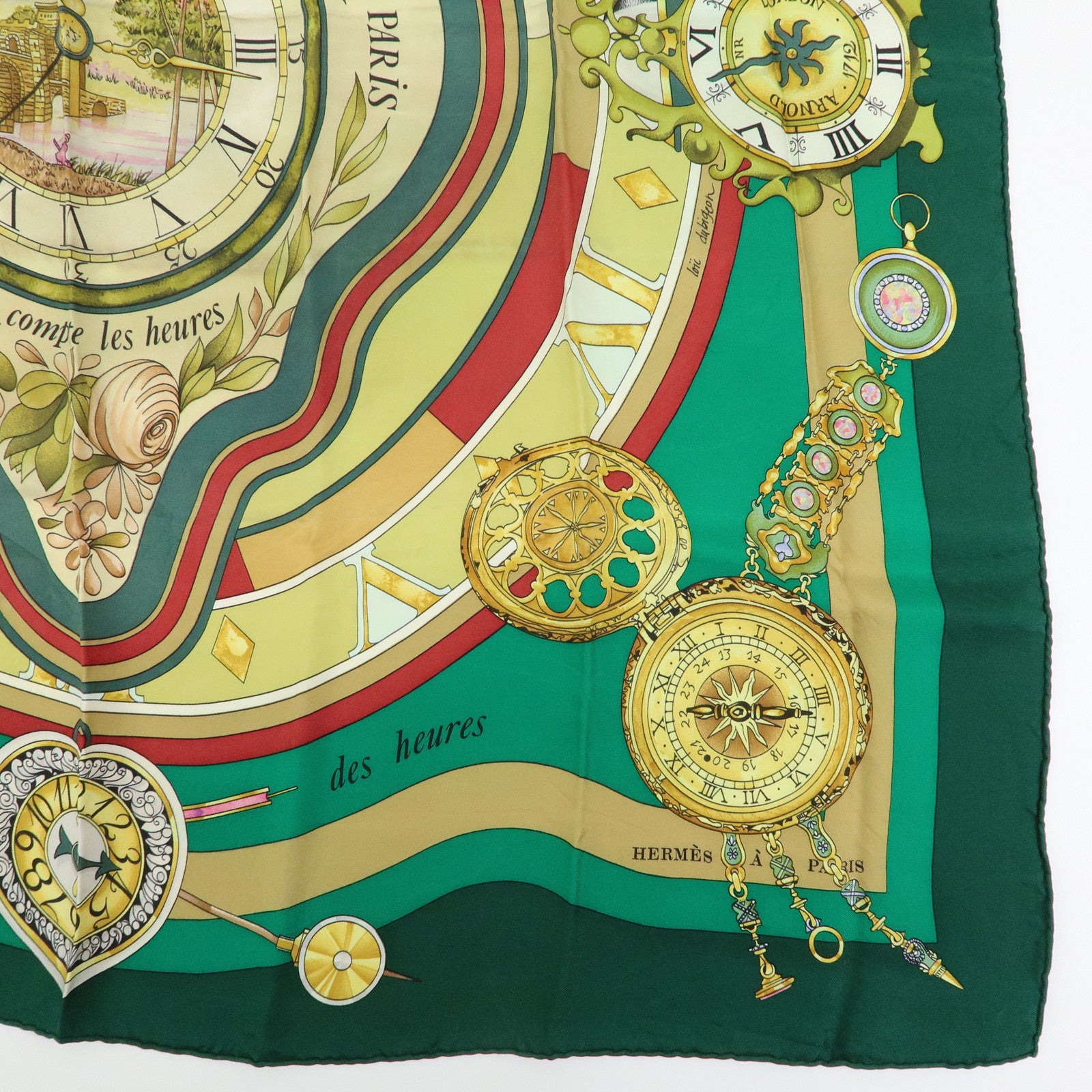 HERMES Carre 90 Set of 2 Silk 100% Scarf Navy Green